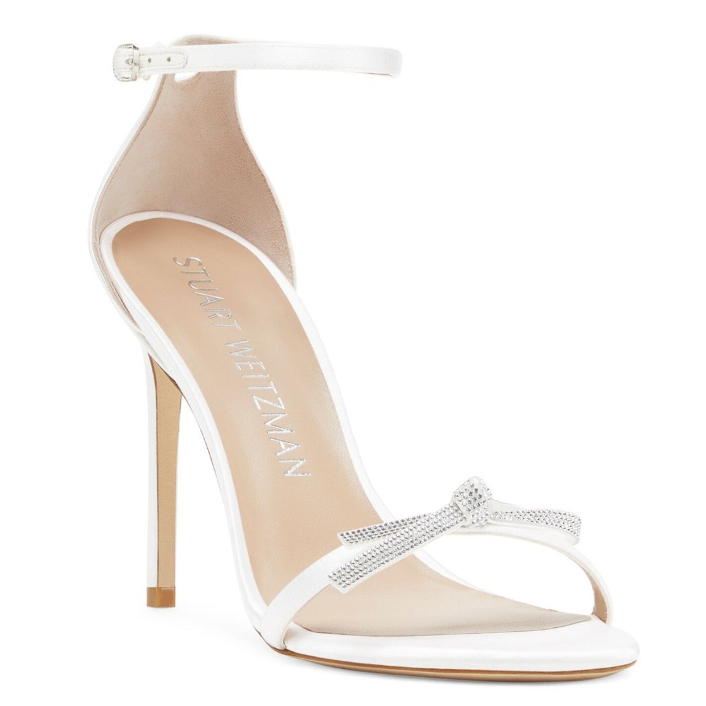 Stuart Weitzman Women's BOW 100 High Heel Sandal White US 8.5 M