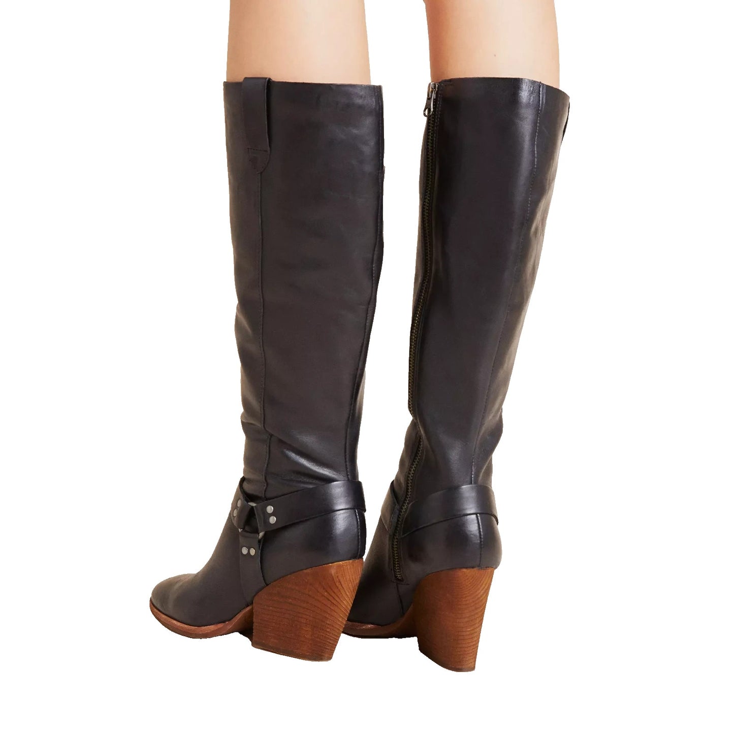 KORK EASE Lett Women's Tall Buckle Boots Black Leather 8.5 M