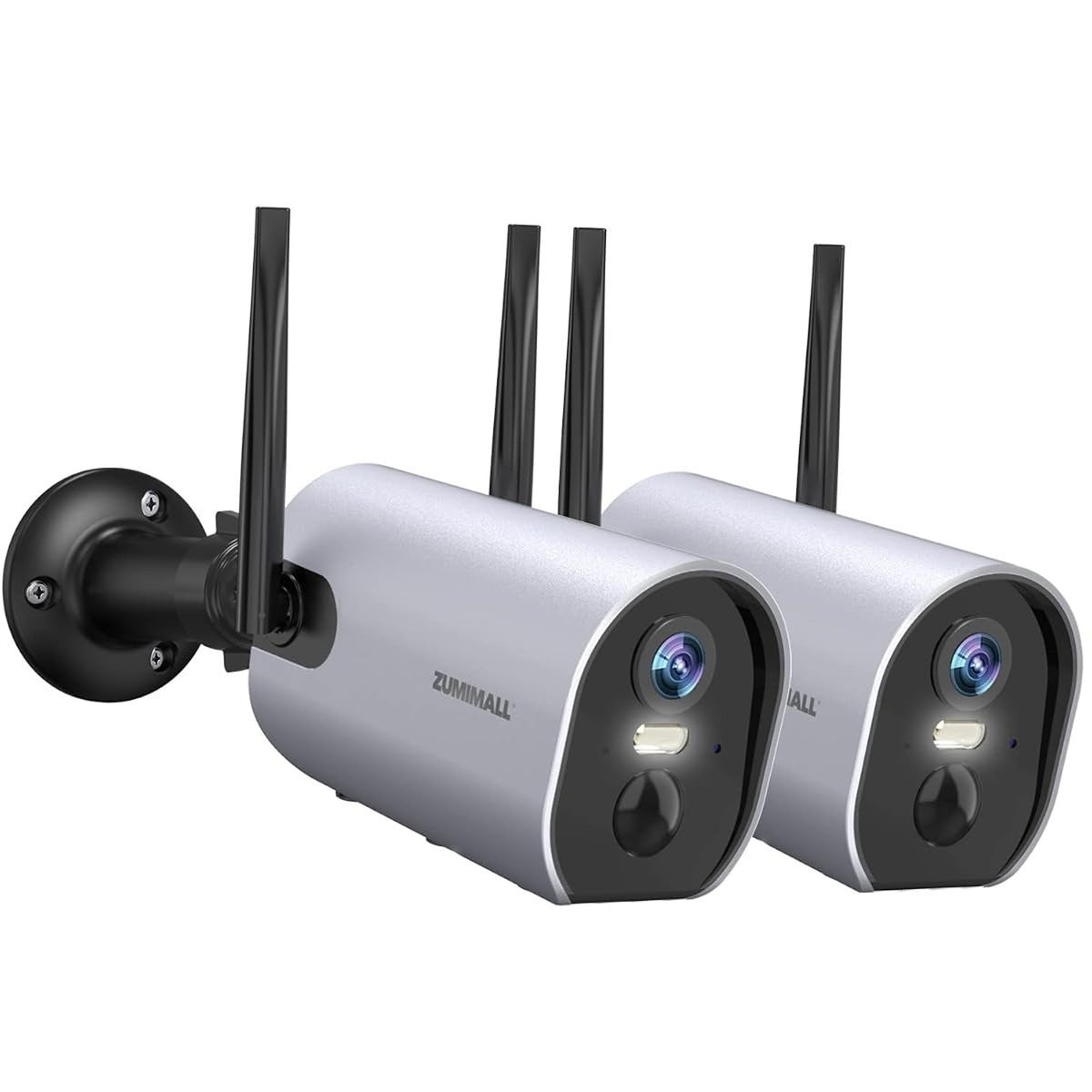 ZUMIMALL 2K Battery Powered WiFi Outdoor Security Cameras 2-Pack App Night Visio