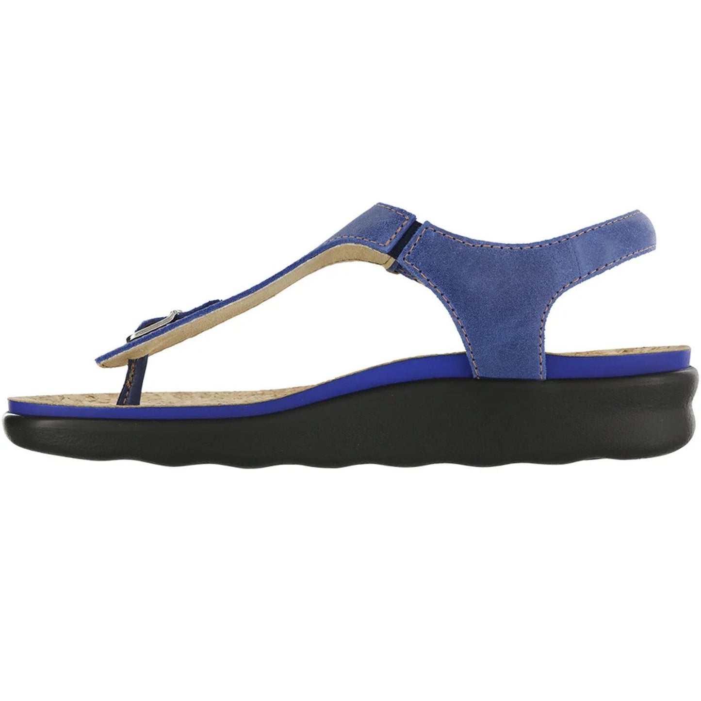 SAS Marina Blue Thong Wedge Women's Sandals Leather Blue Size 10.5 Wide