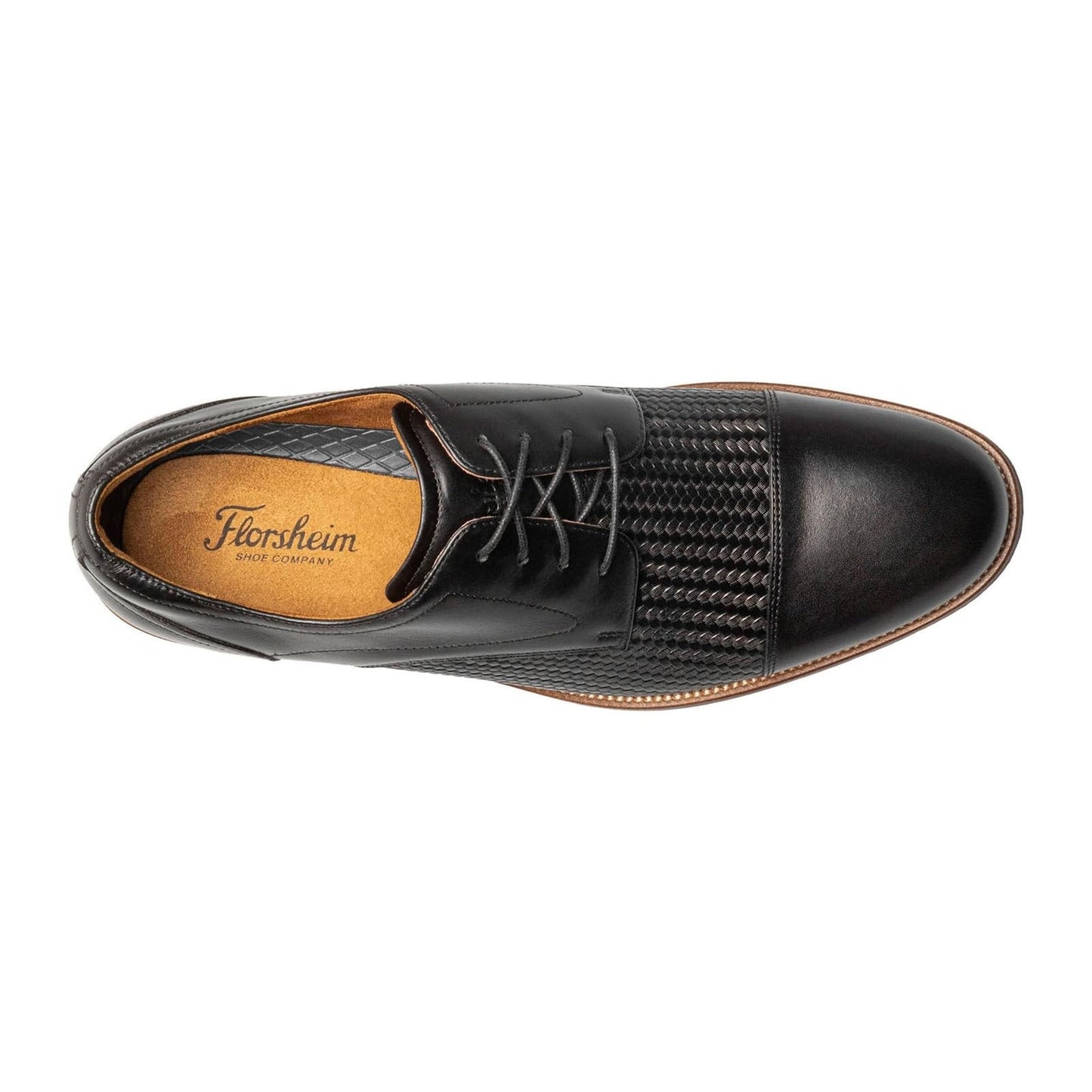 Florsheim Rucci Weave Cap Toe Oxford Men's Oxford Black leather 8.5 M