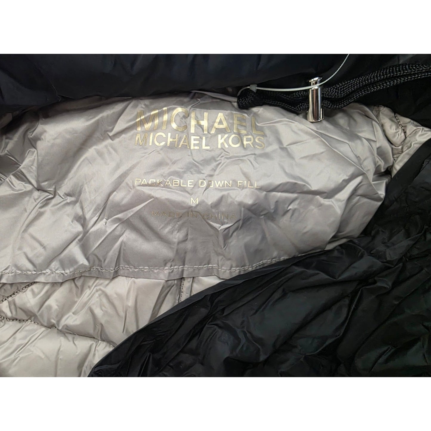 Michael Kors Women Black Removable Hooded Down Fill Packable Jacket Coat Medium