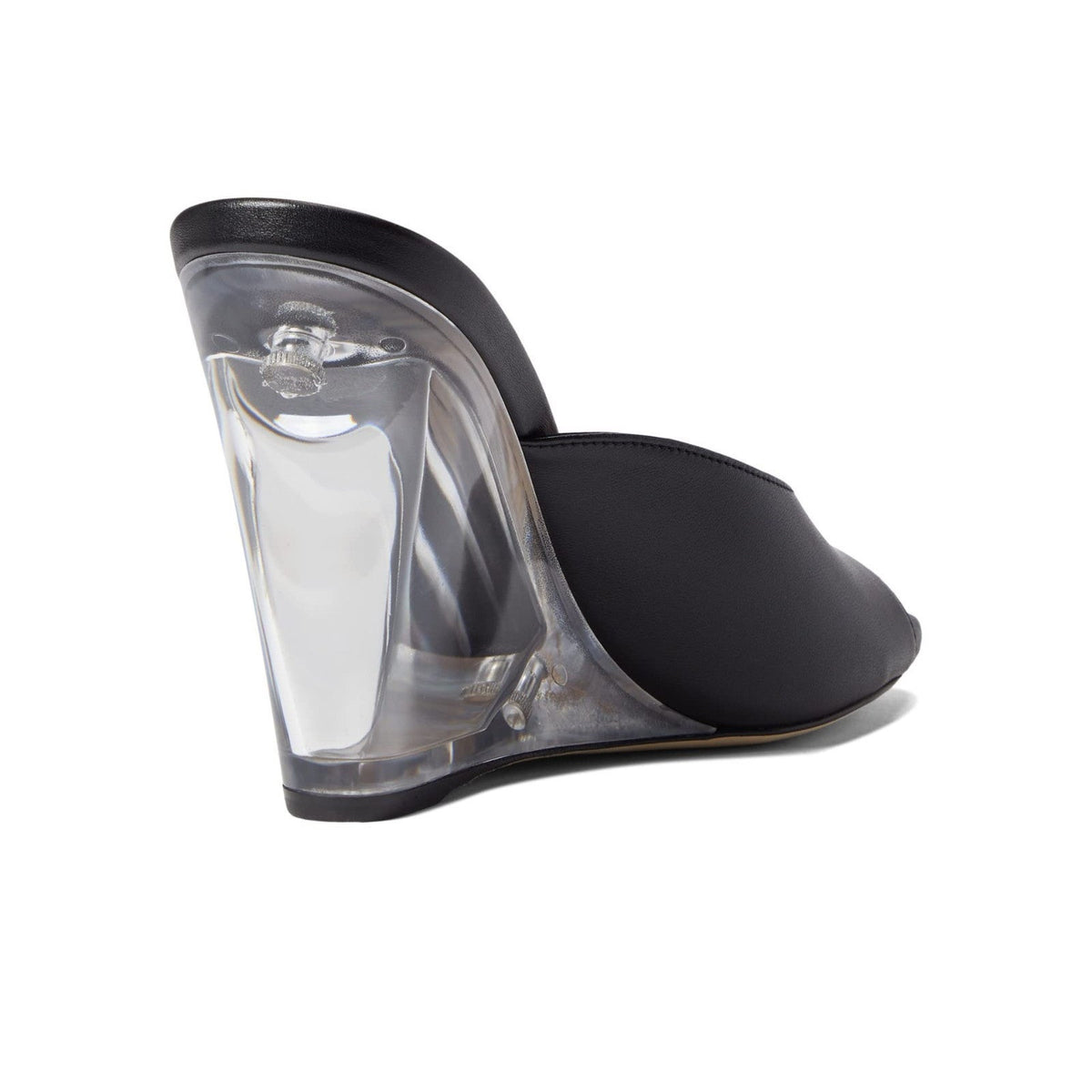 Stuart Weitzman Tia 100 Womens Sandals Lucite Wedge Black Leather 9 B