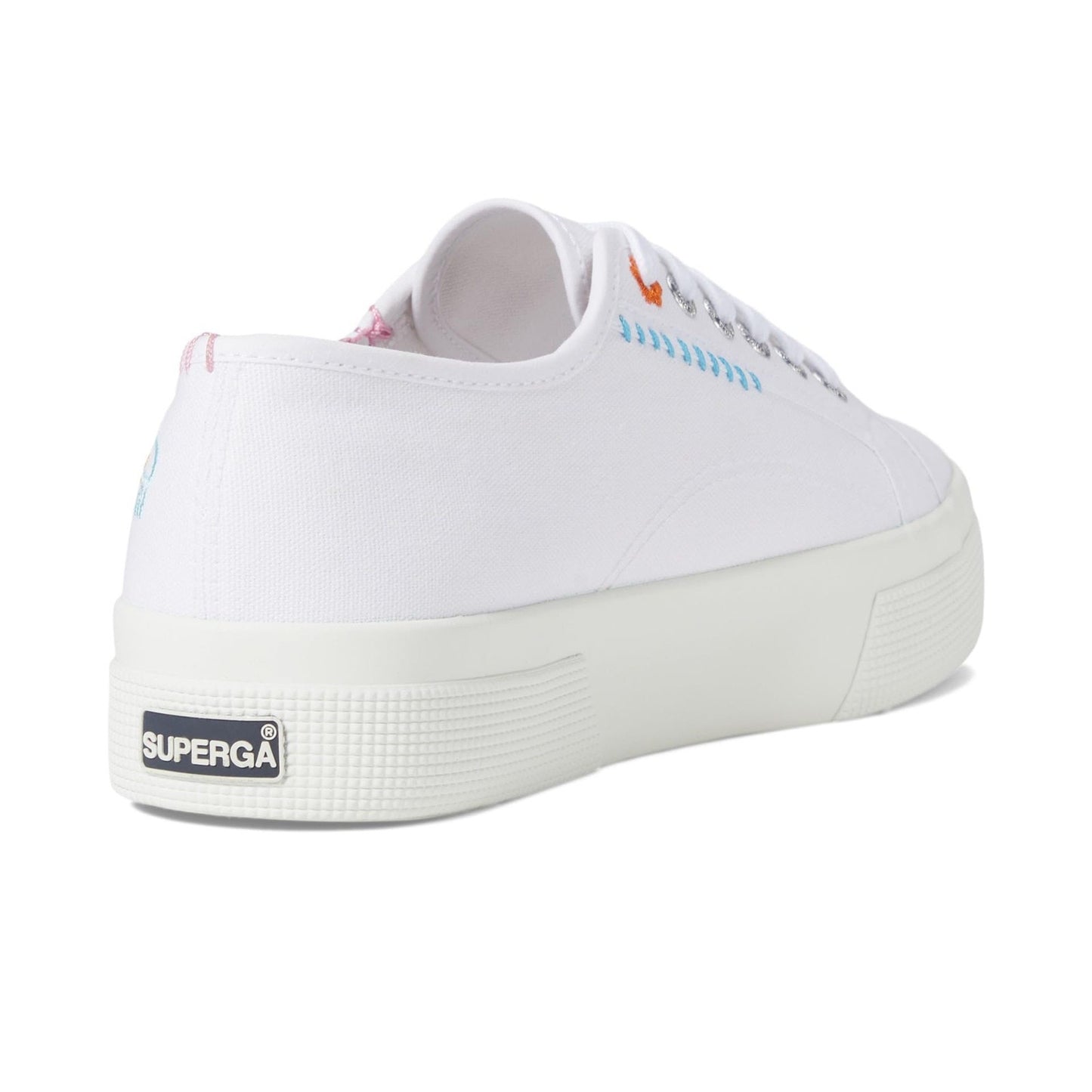 Superga 2740 Happy logo White Canvas Lace Up Sneakers Sz Men 8.5, Women 10 M