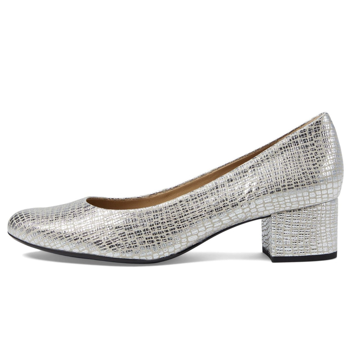 Marc Joseph New York Broad Street Women's Pump Metallic Silver Gator 9 M