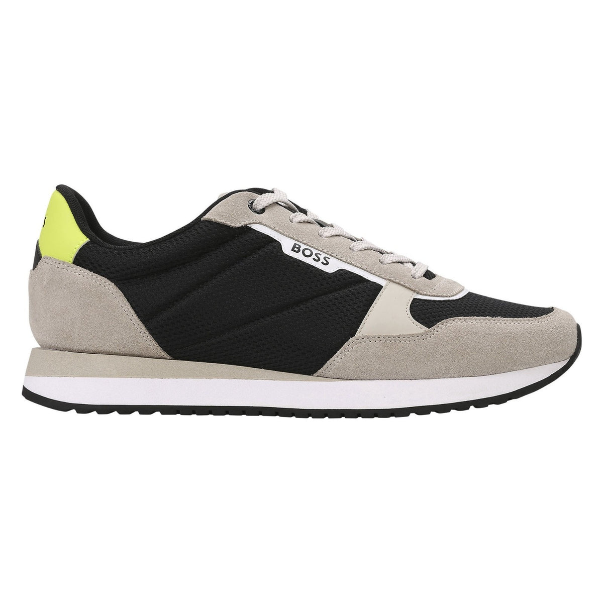 BOSS Kai Retro Style Low Profile Men's Sneaker, Black/Oat, Size 7 M