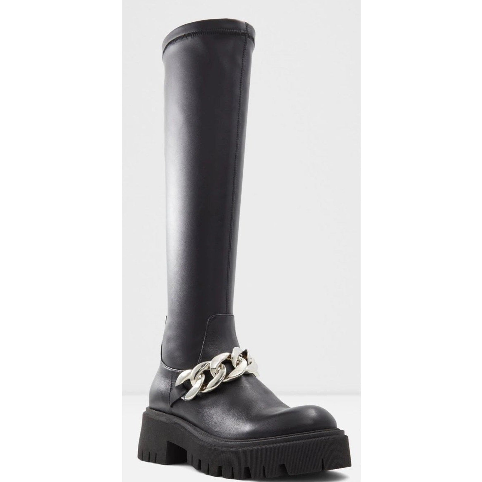 ALdo Histride Women's Black Faux Leather Black Tall High Knee Boots 8.5 B Aldo