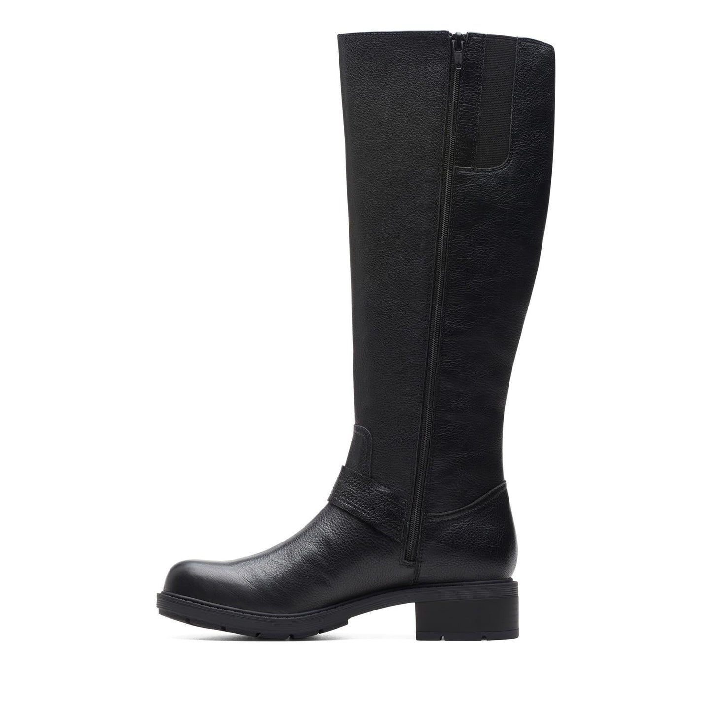 Clarks Hearth Rae Women's Black  Round Leather Heel Boot Size 8 M