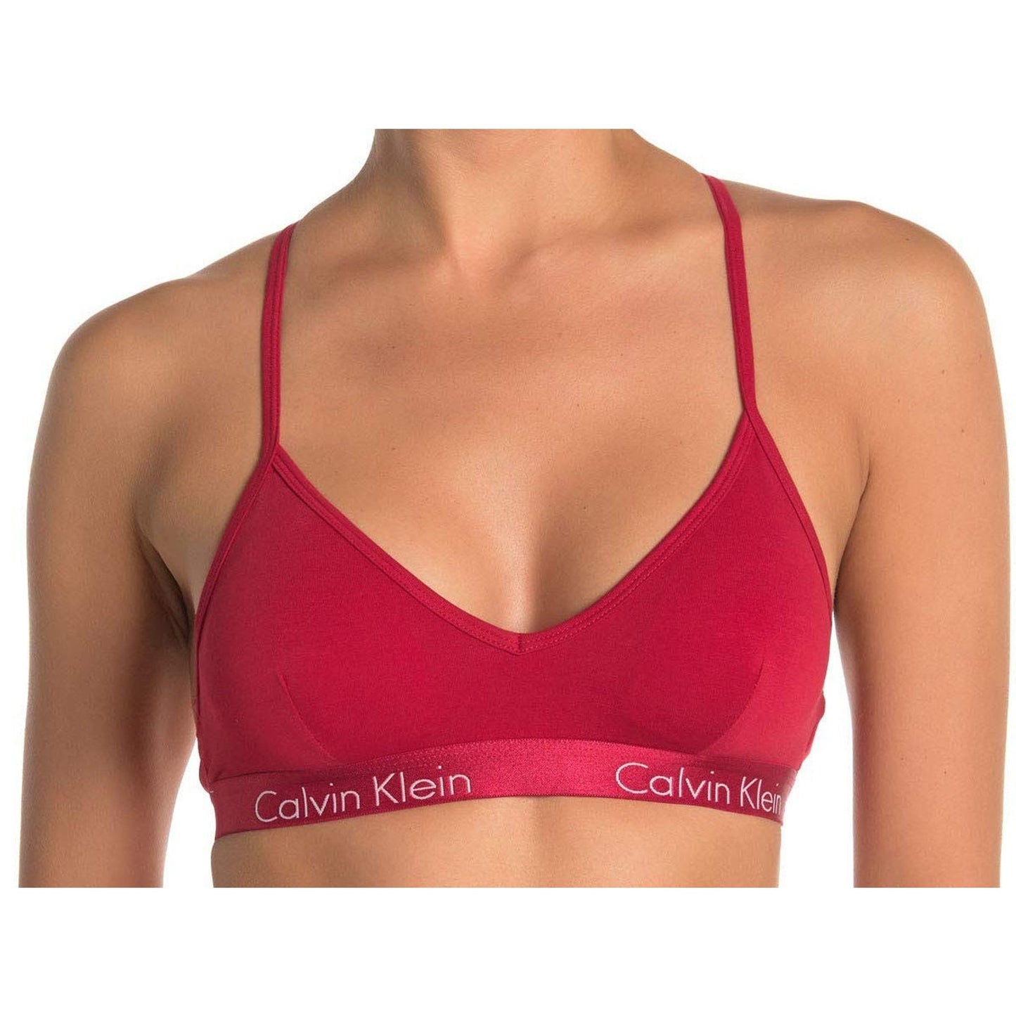 Calvin Klein Women Motive Triangle Padded Racerback Bralette Red Medium QP16680