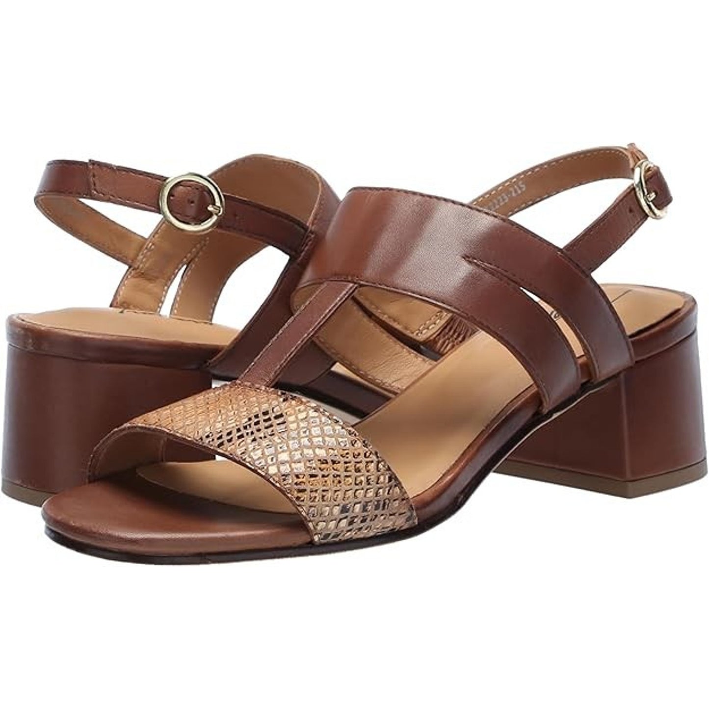 Trotters Larissa Open Toe Sling Back Heeled Sandals 10.5 Wide Luggage Leather