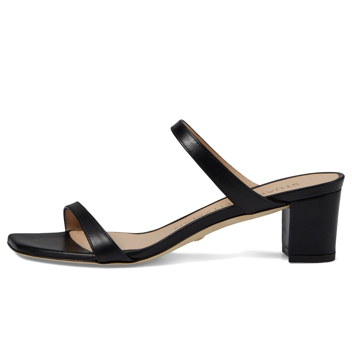 Stuart Weitzman Aleena 50 Block Women's Sandals Smooth Calf Leather Black 8