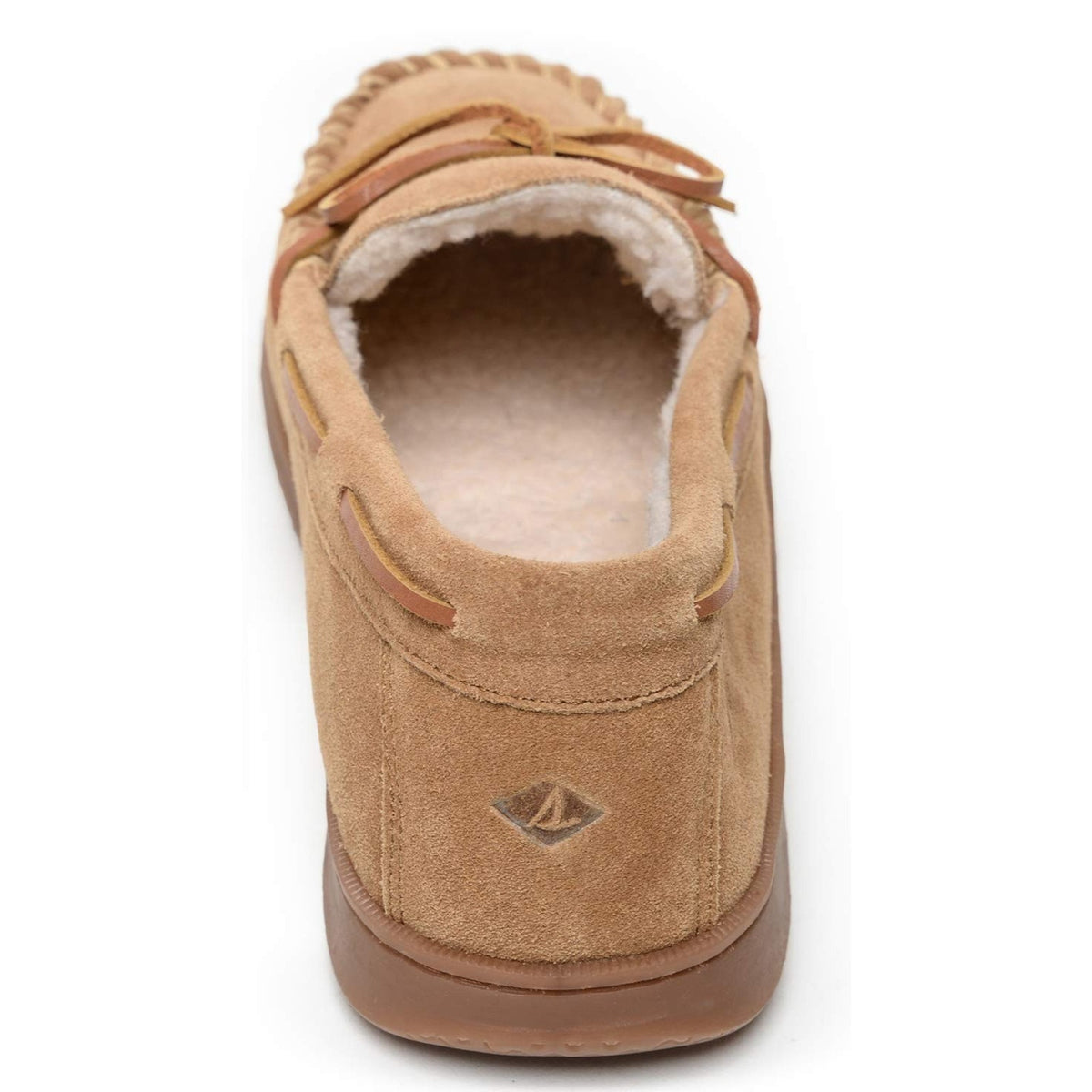 Sperry Top Sider Mens Brandon Moccasin Slipper Leather Suede Faux Fur Brown 12