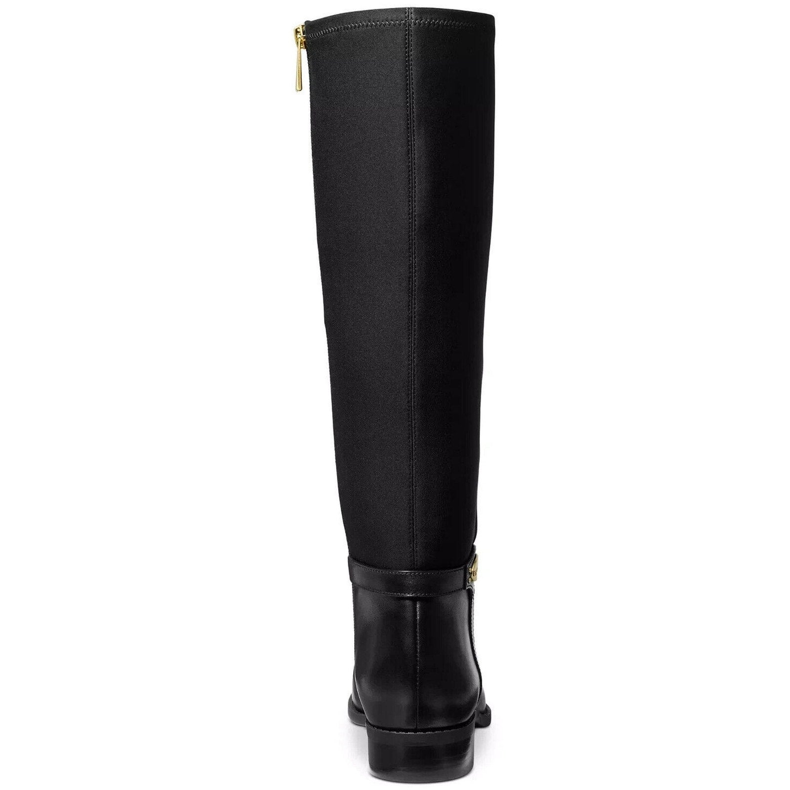 Michael Kors Women's Finley Leather and Logo Riding Boot Black Size 8.5 Michael Kors