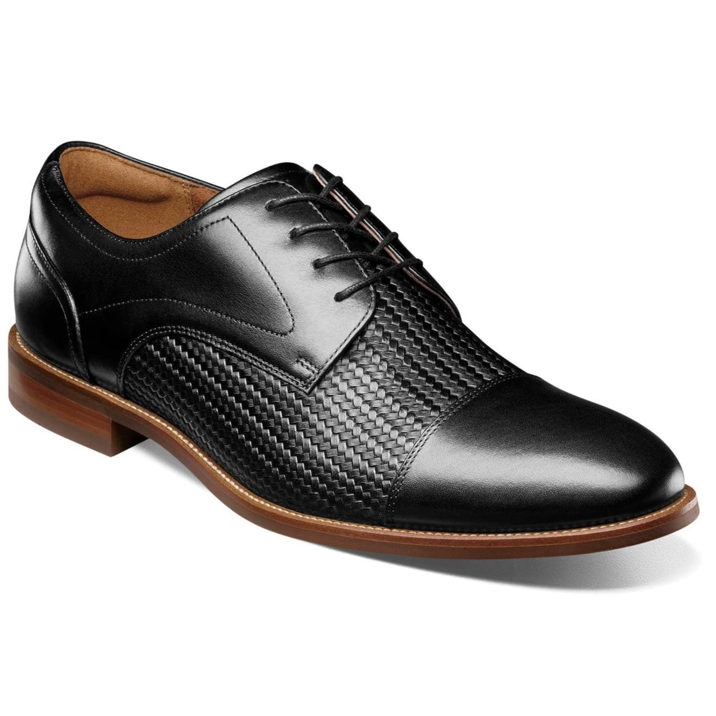 Florsheim Rucci Weave Cap Toe Oxford Men's Oxford Black leather 8.5 M