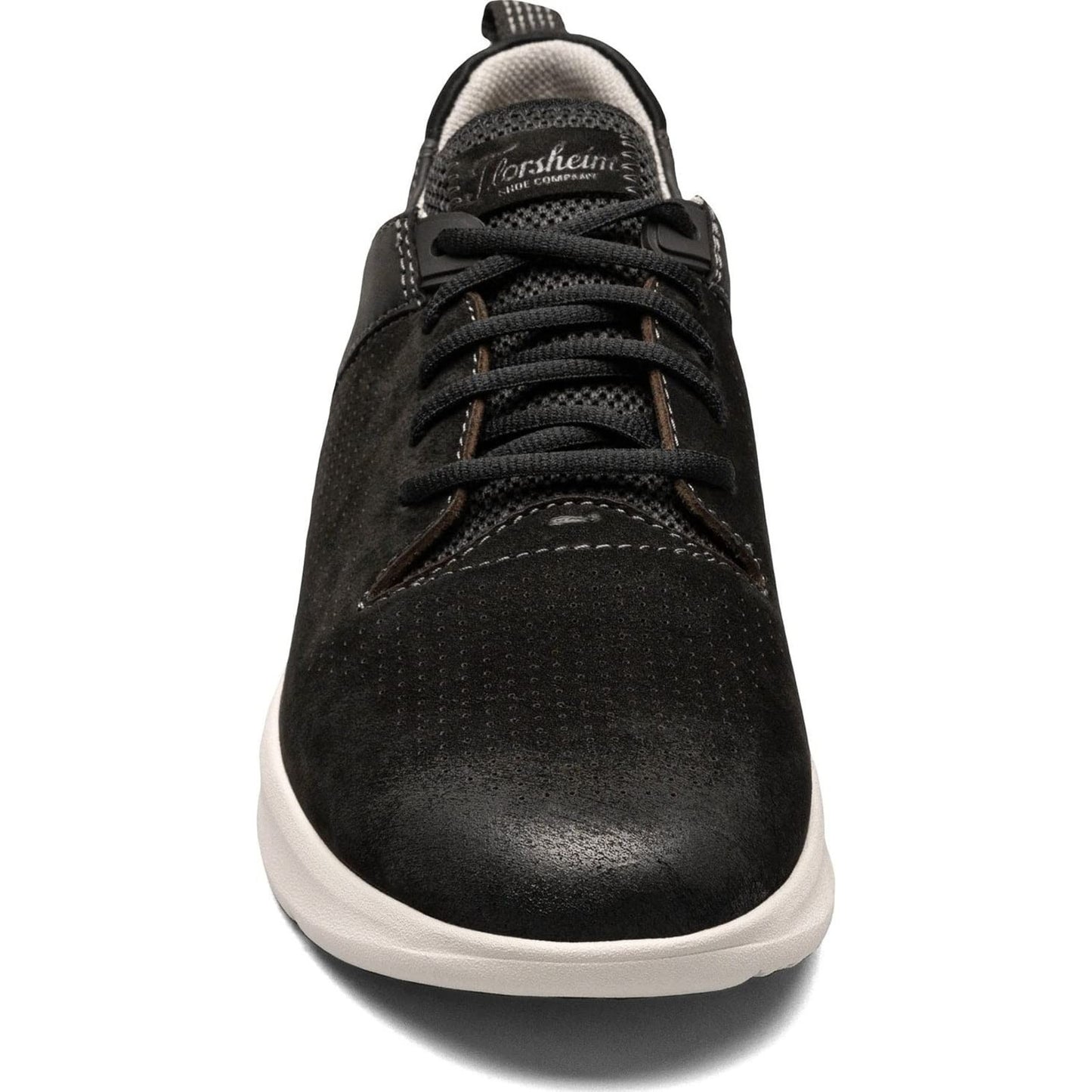 Florsheim Men's Studio Perf Toe Lace Up Sneaker, Black Nubuck, 9 Wide 3E