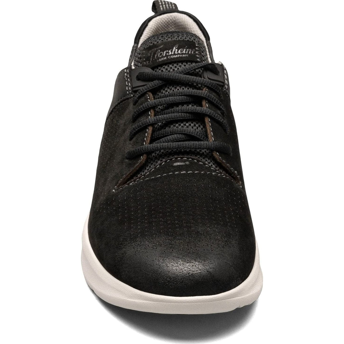 Florsheim Men's Studio Perf Toe Lace Up Sneaker, Black Nubuck, 9 Wide 3E