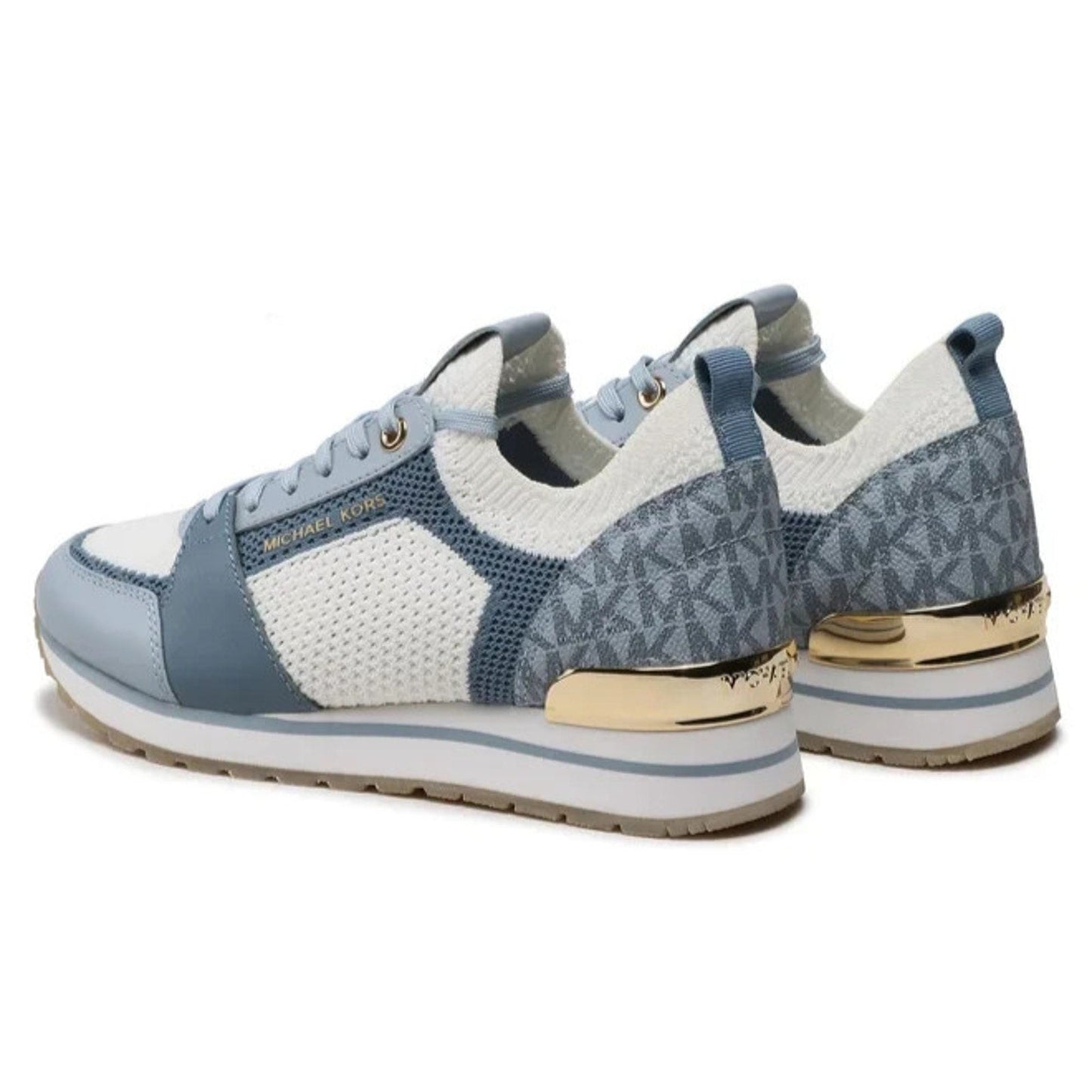 Billie Knit Trainer Pale Blue Multi Women's Lace up casual Shoes Sz 7.5 M Michael Kors