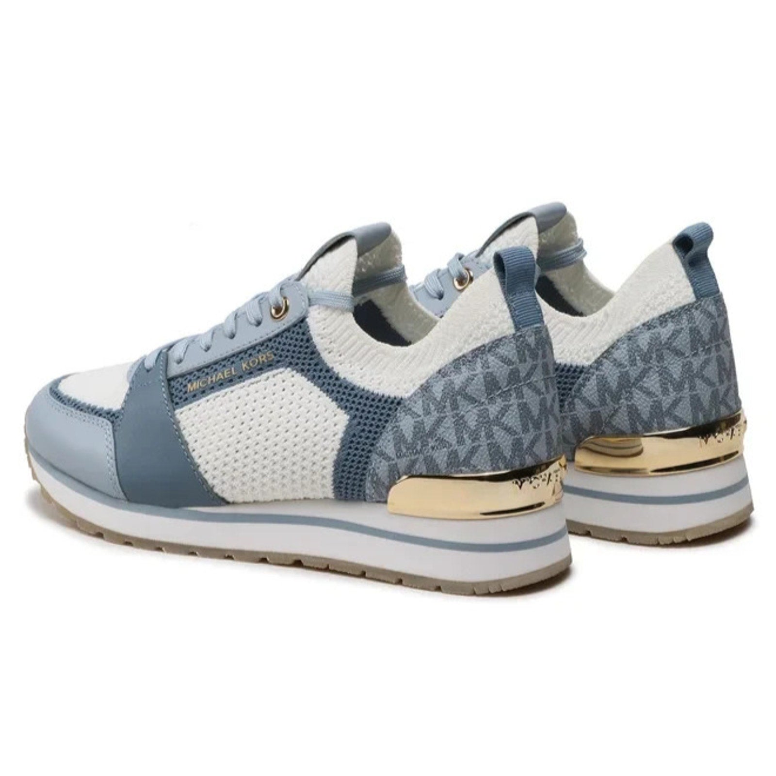 Billie Knit Trainer Pale Blue Multi Women's Lace up casual Shoes Sz 7.5 M Michael Kors