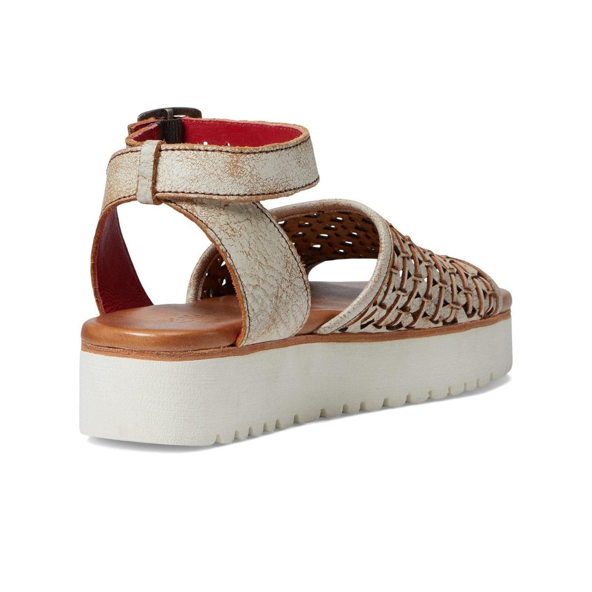 Bed Stu Brisa Womens Platform Sandals White Distressed Leather 9.5 Ankle Strap