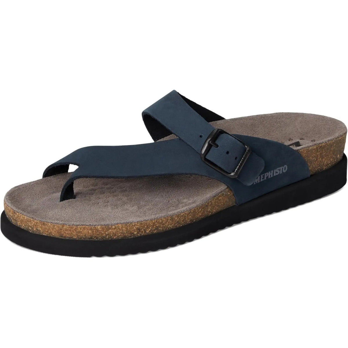 Mephisto Helen Womens Thong Sandals Metallic Navy Nubuck 10