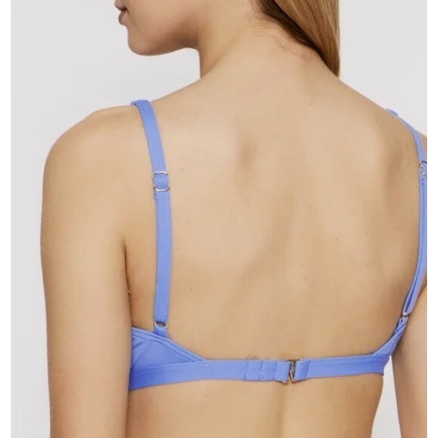 Michael Kors MM7M509 Women Crew Blue Logo Solid Triangle Swim Bikini Top Medium