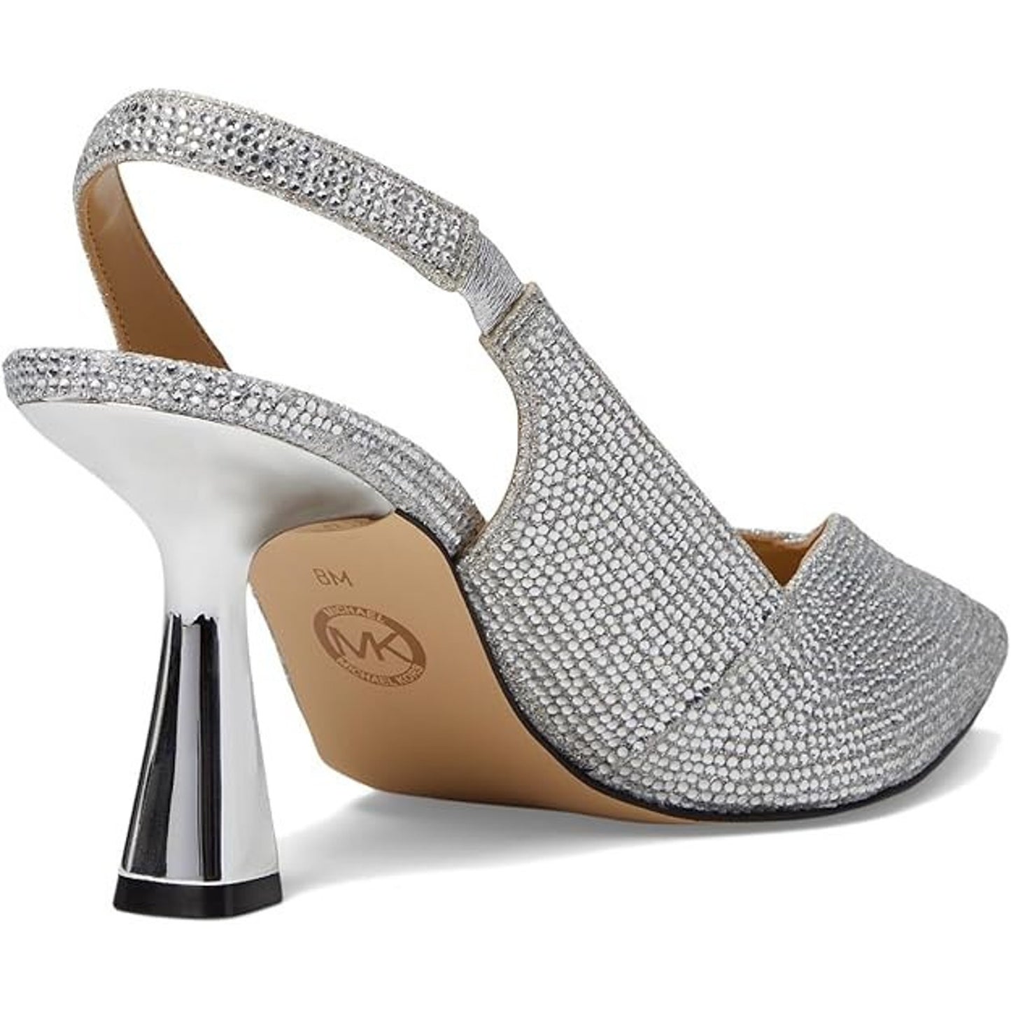 Michael Kors Women's Chelsea Sling Heels Glitter Chain Mesh/stain Size 8.5 M