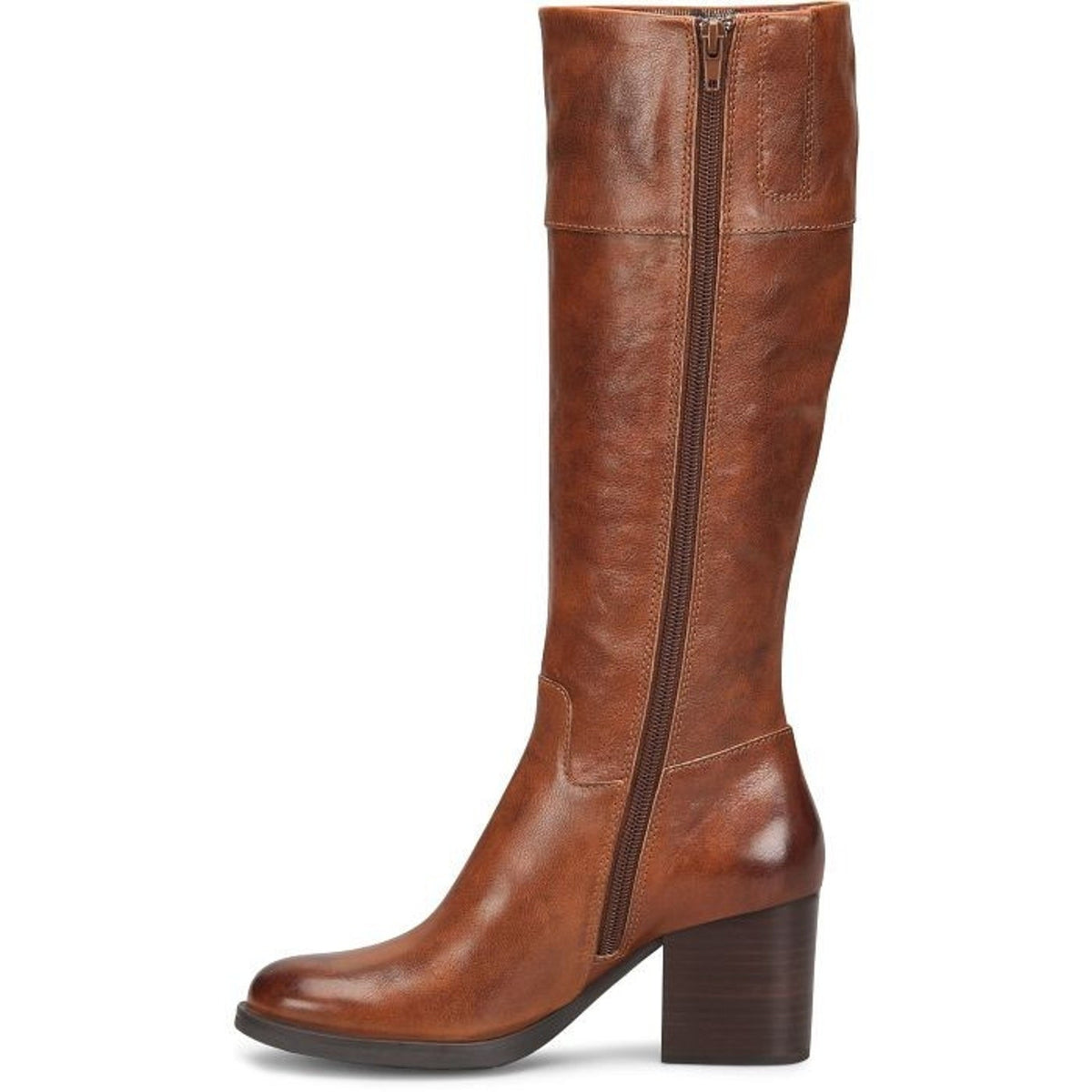 Born Women's Brandy Brown Leather Block Heel Knee High Boot Size 8 M
