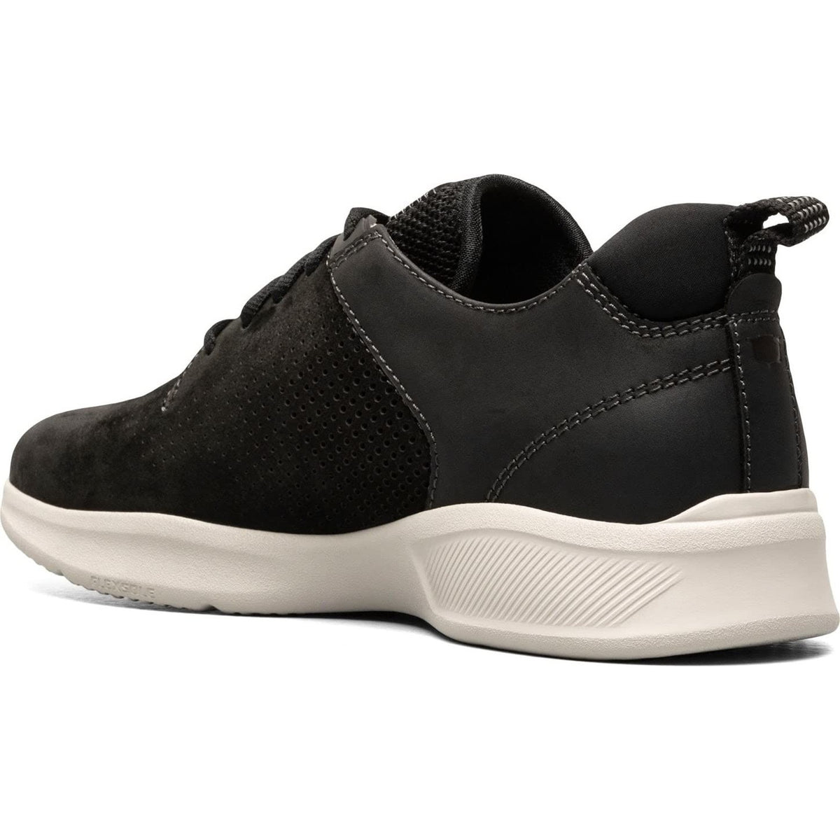 Florsheim Men's Studio Perf Toe Lace Up Sneaker, Black Nubuck, 9 Wide 3E