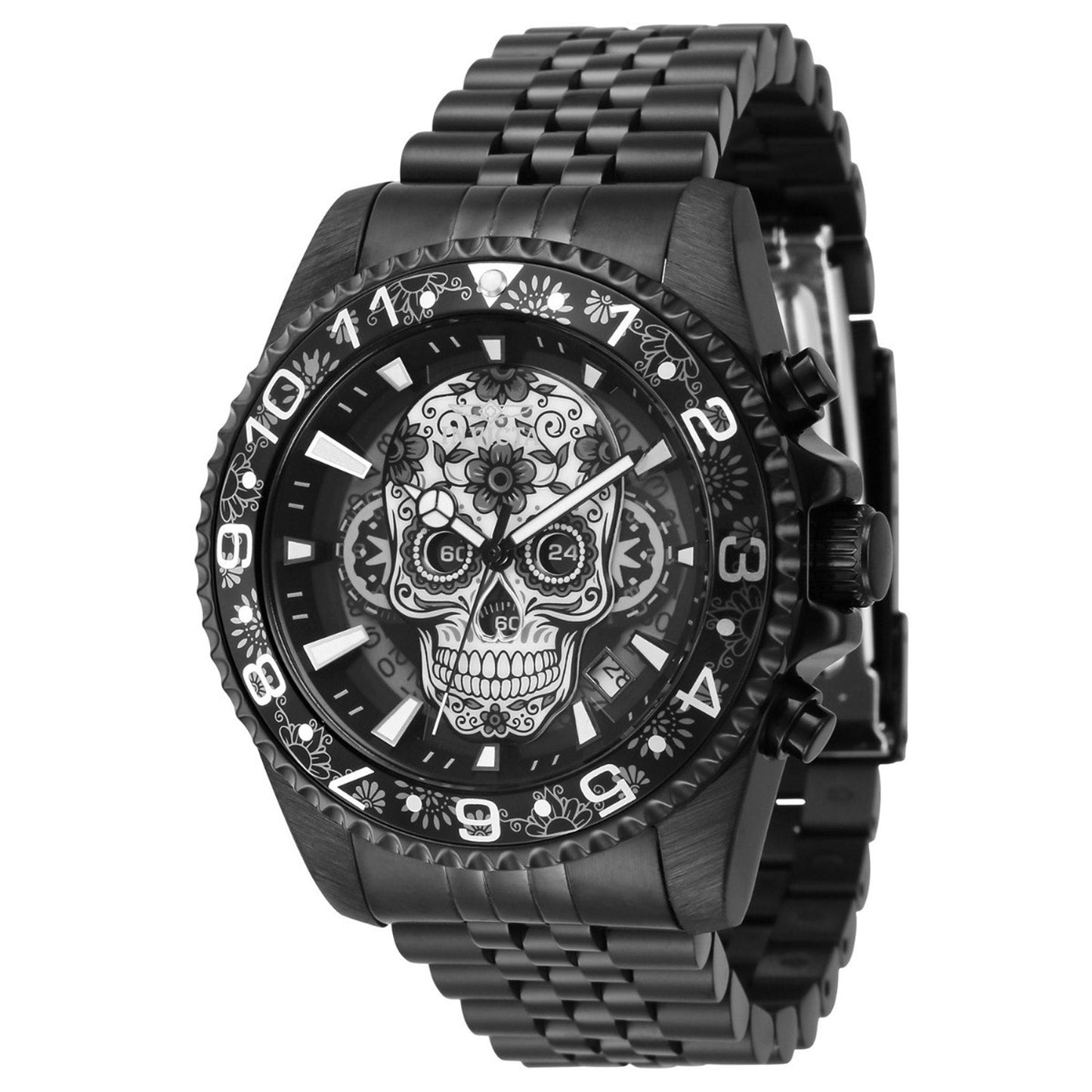 Invicta Pro Diver Dia De Los Muertos Men's Skull Watch Grey, Silver,Black 43mm, Invicta