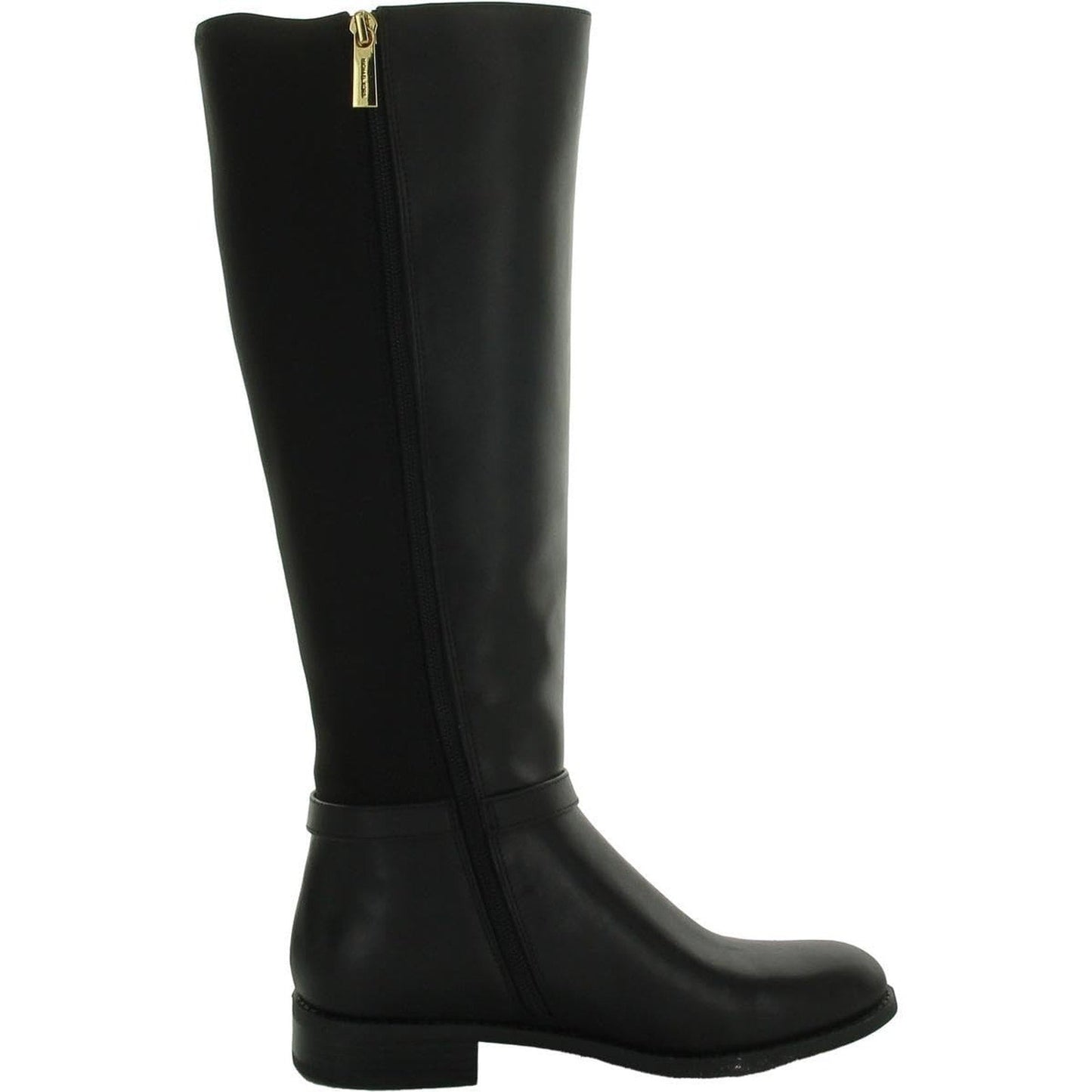 Michael Kors Women's Finley Leather and Logo Riding Boot Black Size 8.5 Michael Kors