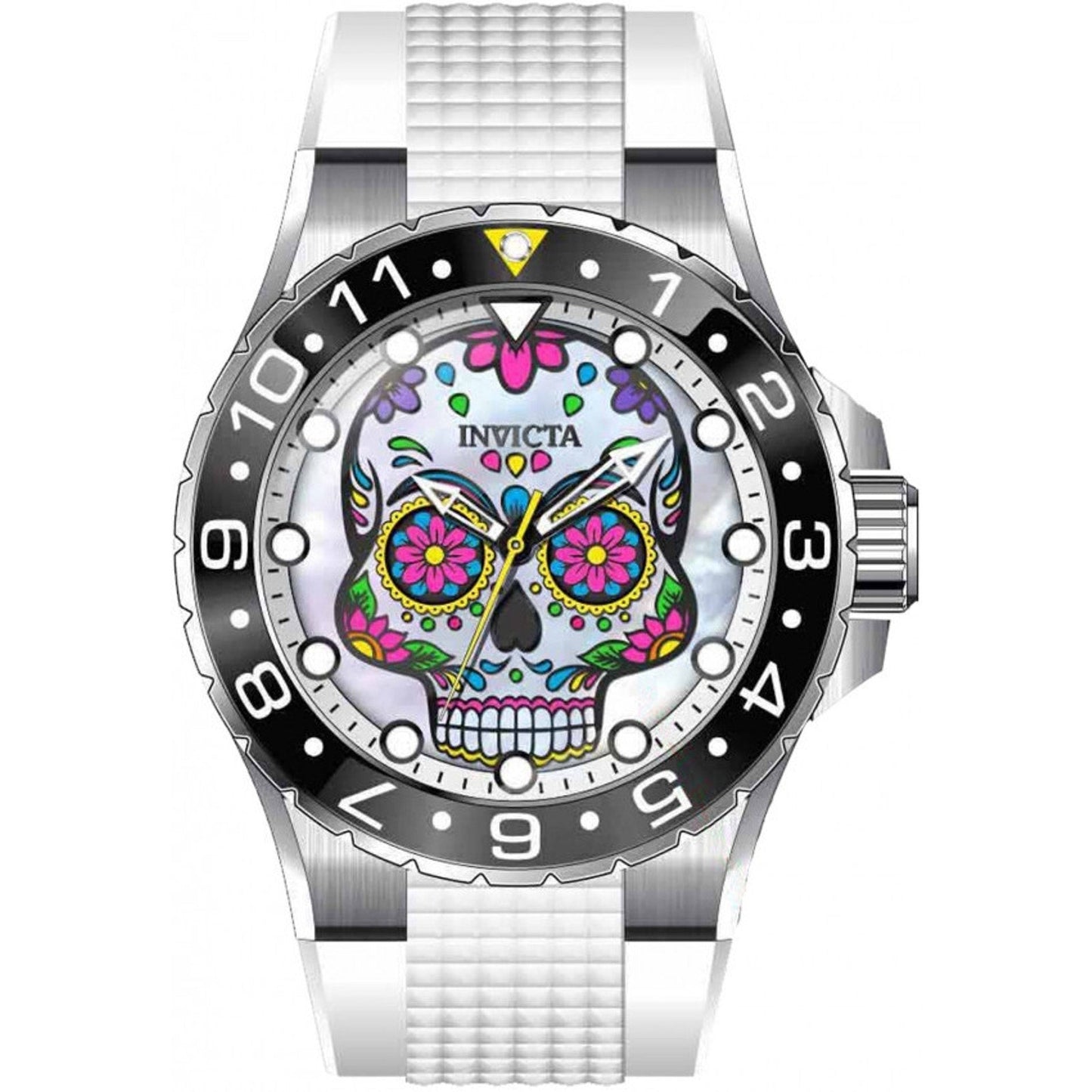 Invicta Men's 50mm AVIATOR Dia De Los Muertos Quartz MOP Skull Dial Watch 36853 Invicta