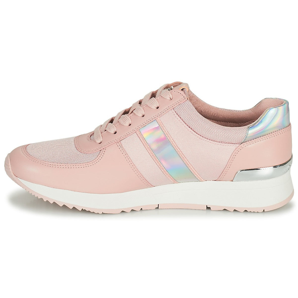 Michael Kors MK Allie Trainer Lace-up Mesh Hologram Sneakers Soft Pink 8 M