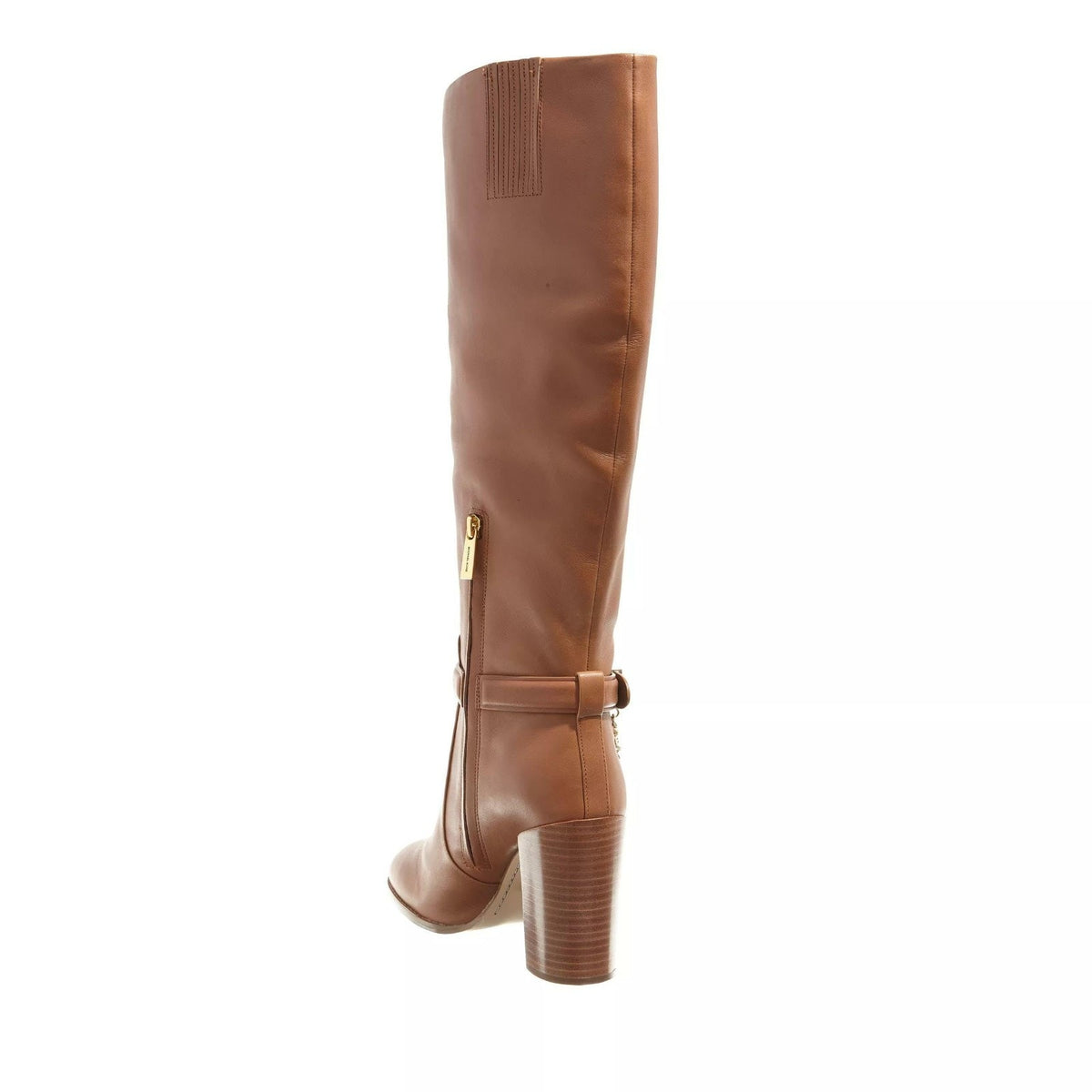 MICHAEL Michael Kors HAMILTON Embellished Leather Boot Heel Shoe Luggage 8 M