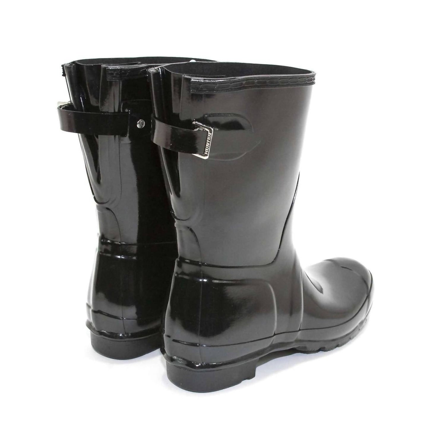 Hunter Women's Original Short Back Adjustable Gloss Black Rain Boots Size 8 M