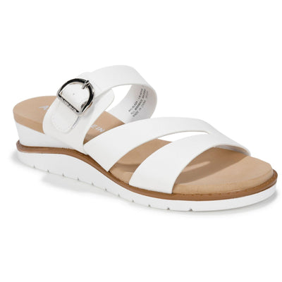 Anne Klein Lalasa Womens Wedge Sandal White Buckle Strap Size 8.5