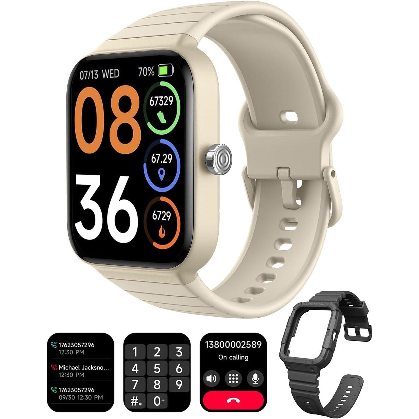 Smart Watch with Alexa Built-in Answer/Make Calls Fitness H.Rate - Cyber beige Unbranded