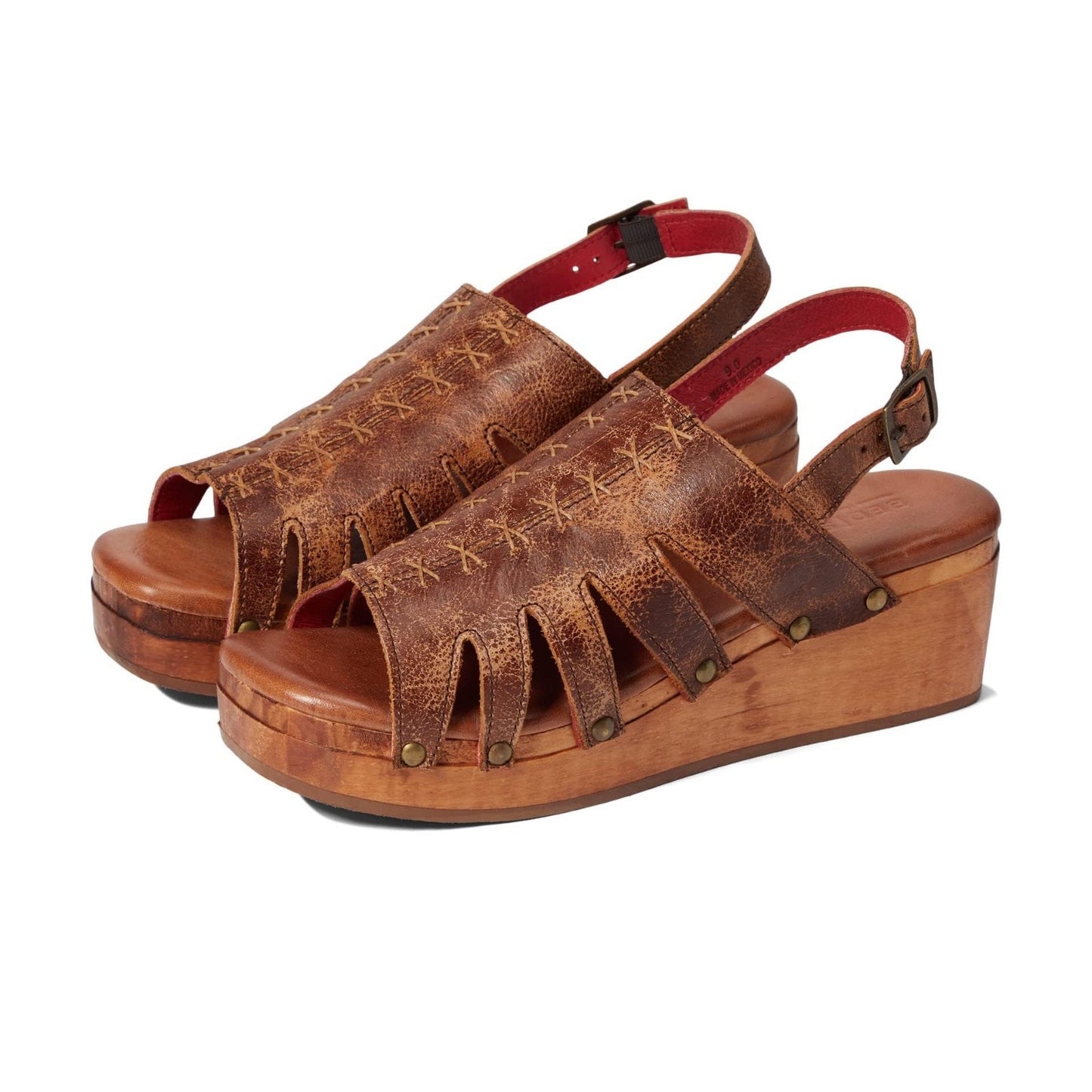 Bed Stu Robin Stud Sandals Women’s Size 8 M Brown Leather Wedge