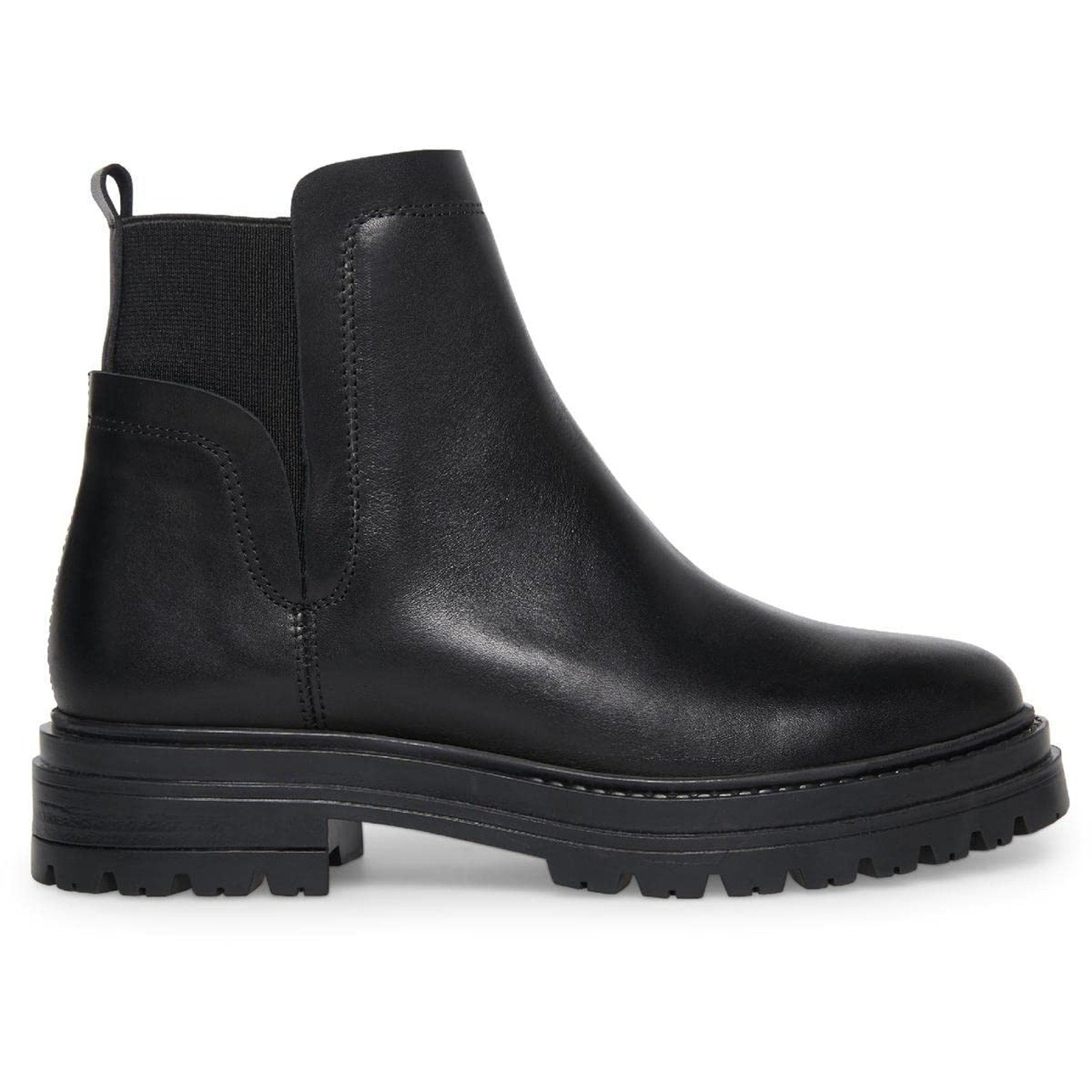 Steve Madden Moira Chelsea Boots Black Leather Lug Sole Women’s Size 7.5 Steve Madden