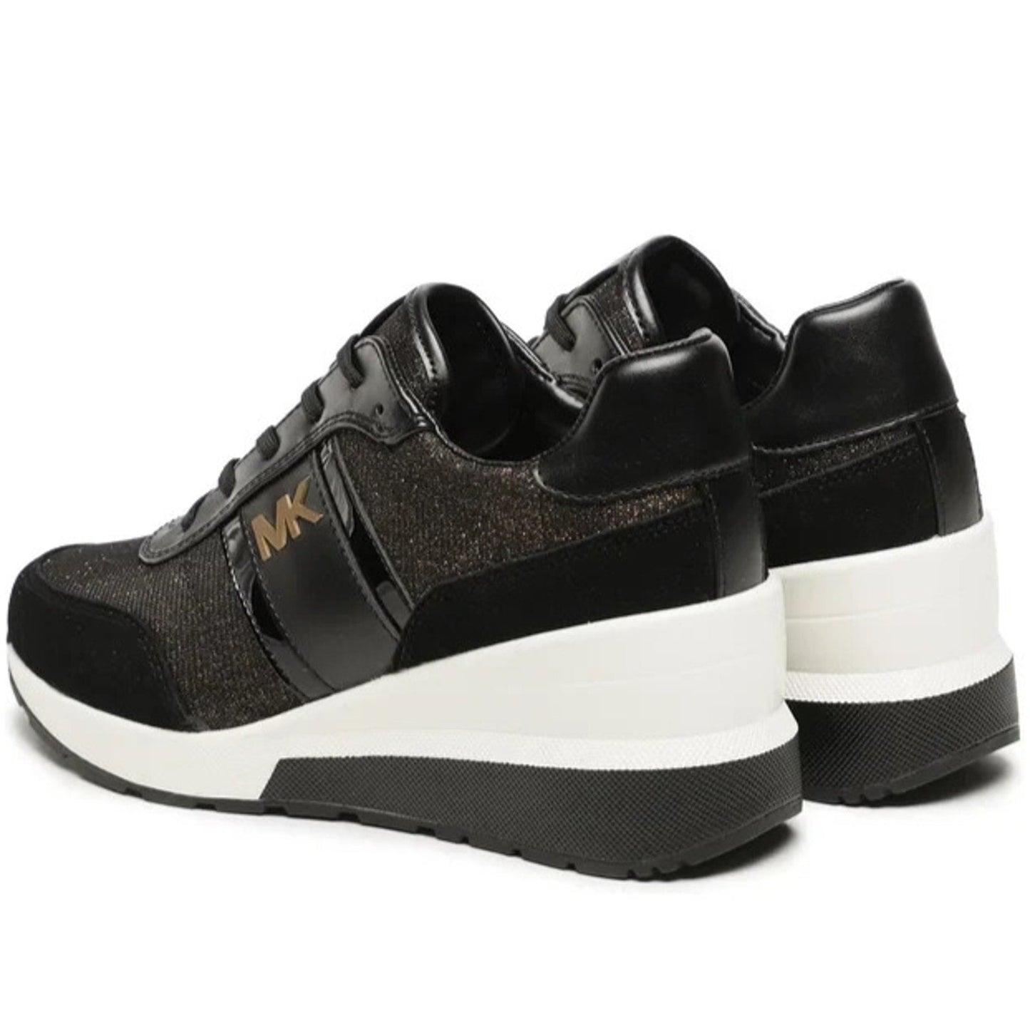 Michael Kors Women's Mabel Trainer Black Bronze Signature Glitter Lace-Up 10 M Michael Kors