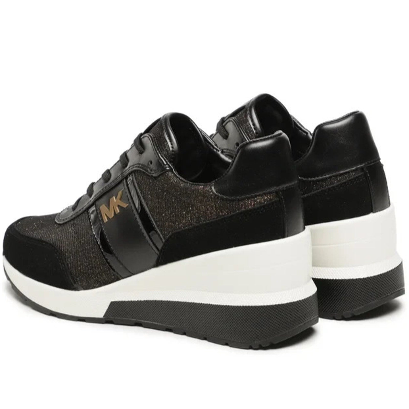 Michael Kors Women's Mabel Trainer Black Bronze Signature Glitter Lace-Up 10 M Michael Kors