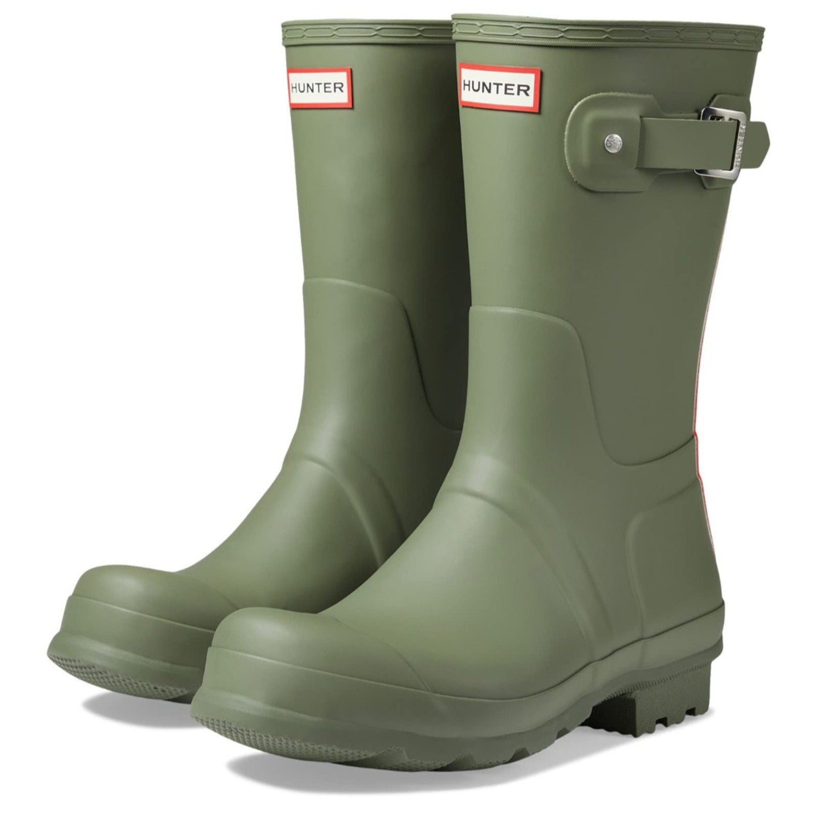 Hunter Original Short Waterproof Rain Boot Logo Backstrap Lichen Green Men's 9 M Hunter