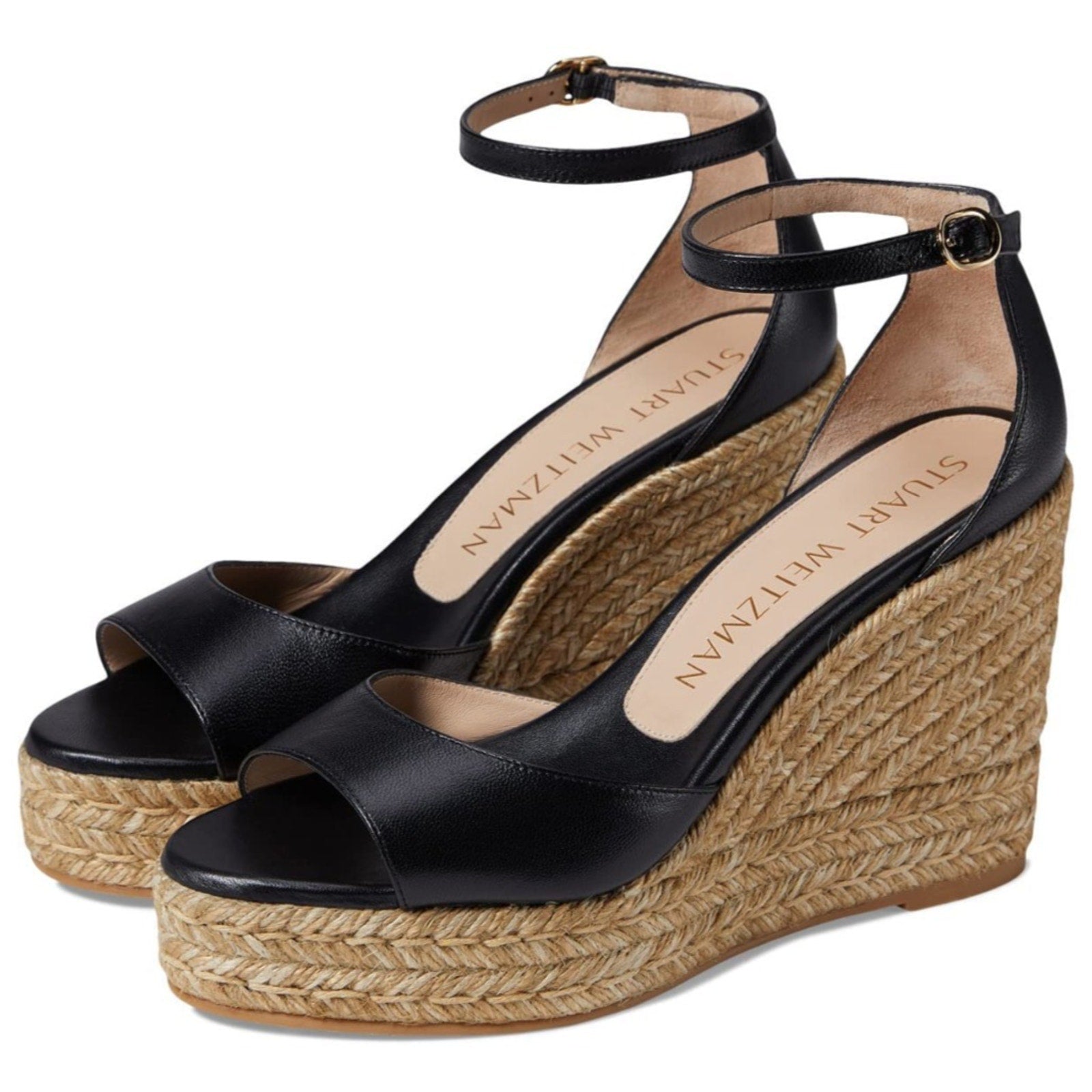 Stuart Weitzman Nudist Espadrille Wedge Sandal Black Size 8C Wide Stuart Weitzman