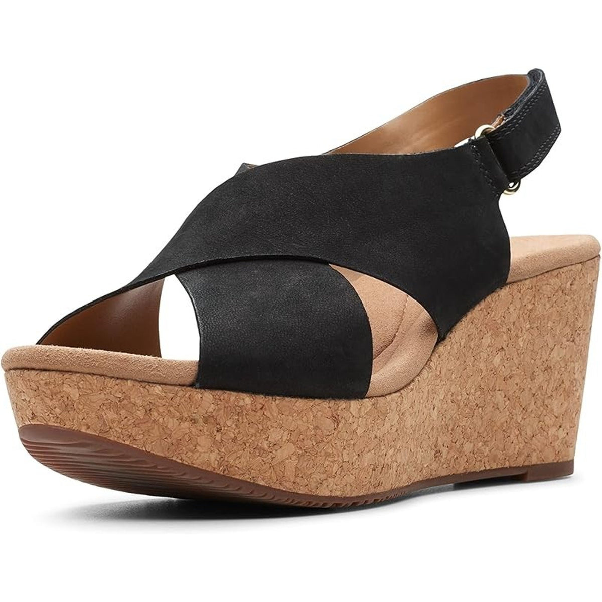 Clarks Annadel Eirwyn Women's Wedge Sandal Black Nubuck 8.5