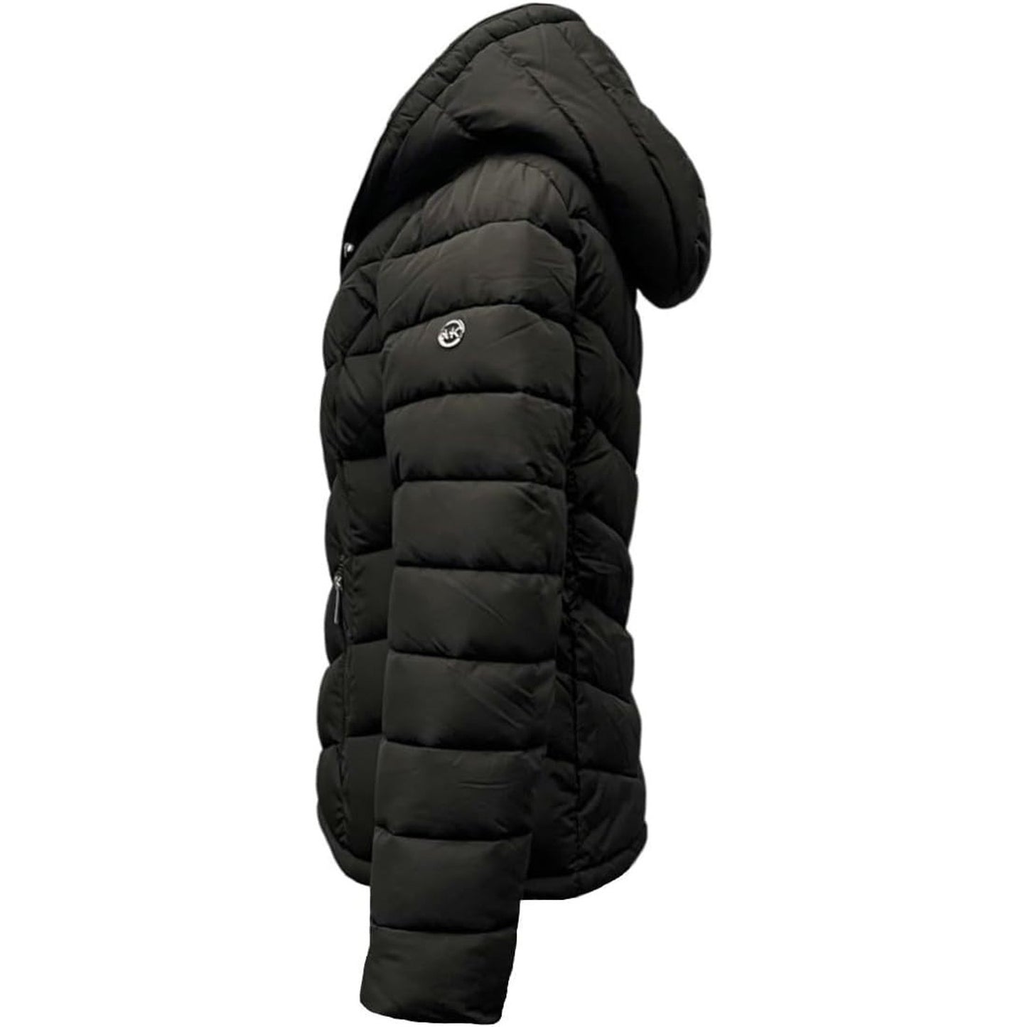 MICHAEL Michael Kors Hooded Packable Down Puffer Jacket Coat Zip Front Black M