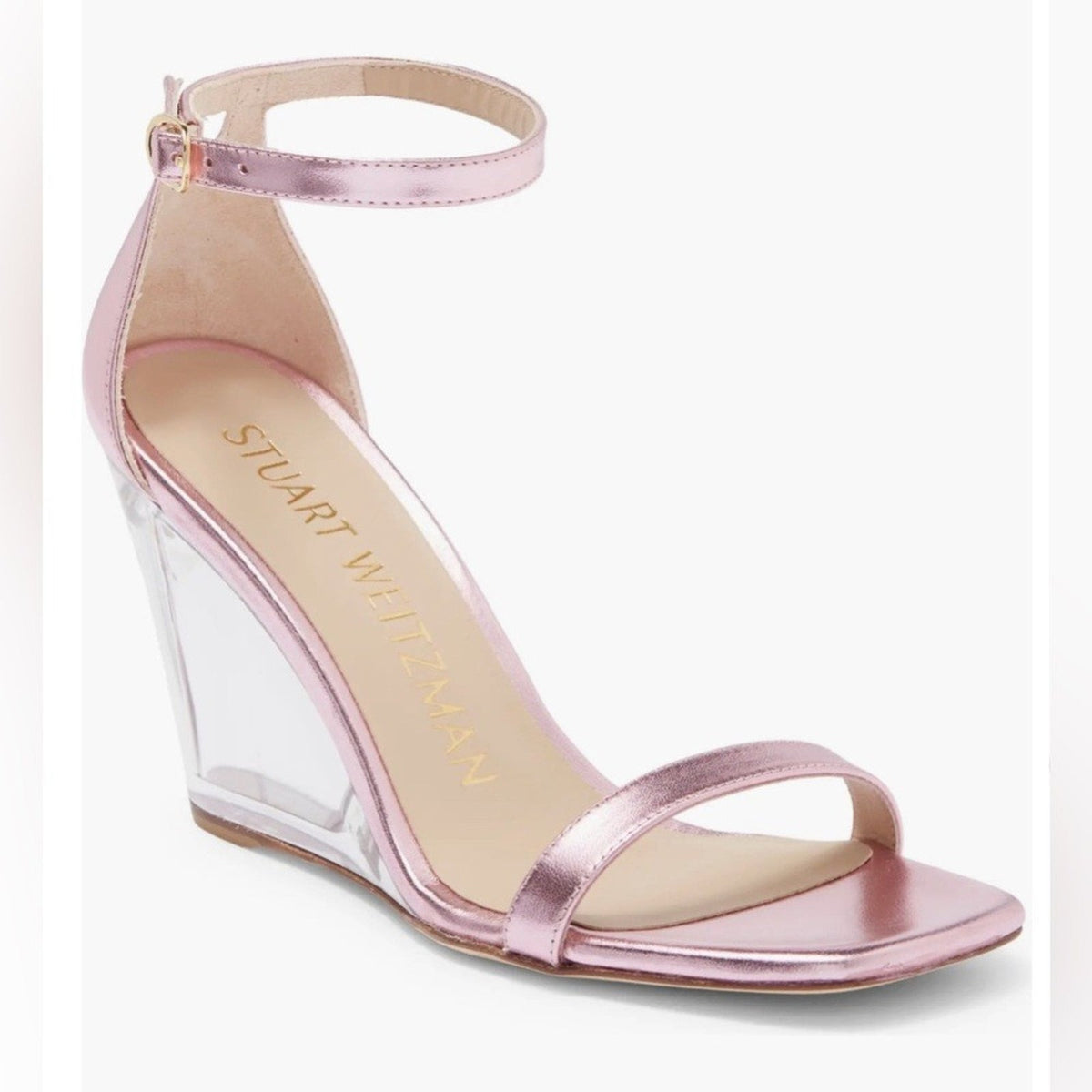 Stuart Weitzman nudistlucite 85 Women's sandals Wedge Amatista 9.5 B