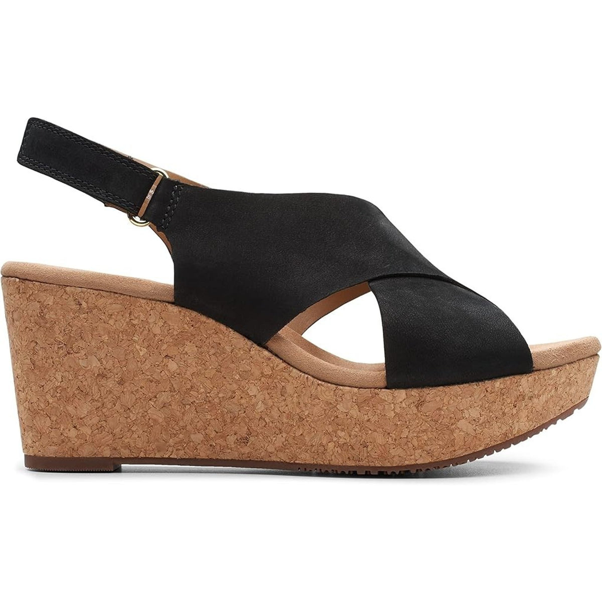 Clarks Annadel Eirwyn Women's Wedge Sandal Black Nubuck 8.5