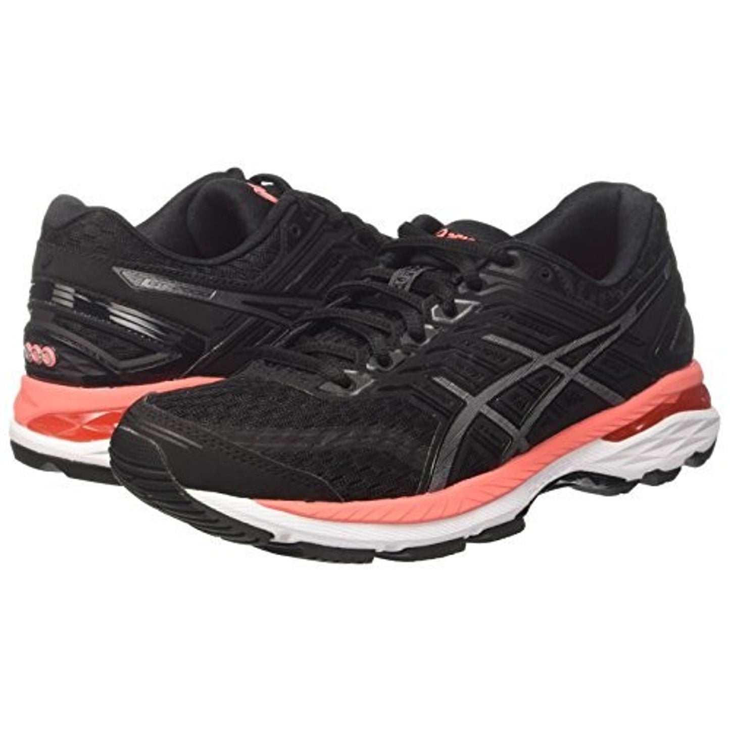ASICS GT-2000 5 Womens Running Walking Shoes 8 Black/carbon/flash coral T757N