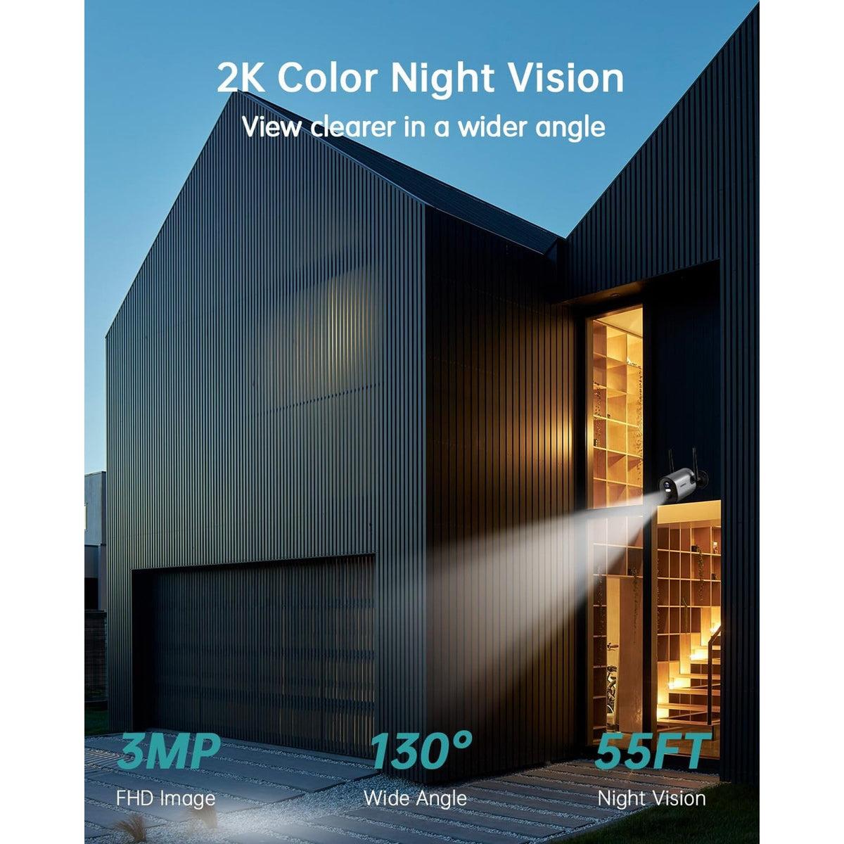 ZUMIMALL 2K Battery Powered WiFi Outdoor Security Cameras 2-Pack App Night Visio