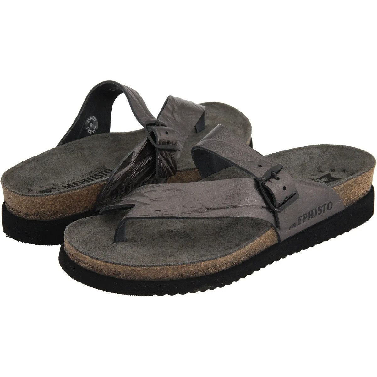 Mephisto Helen Women's Thong Sandals Metallic Silver Leather 10