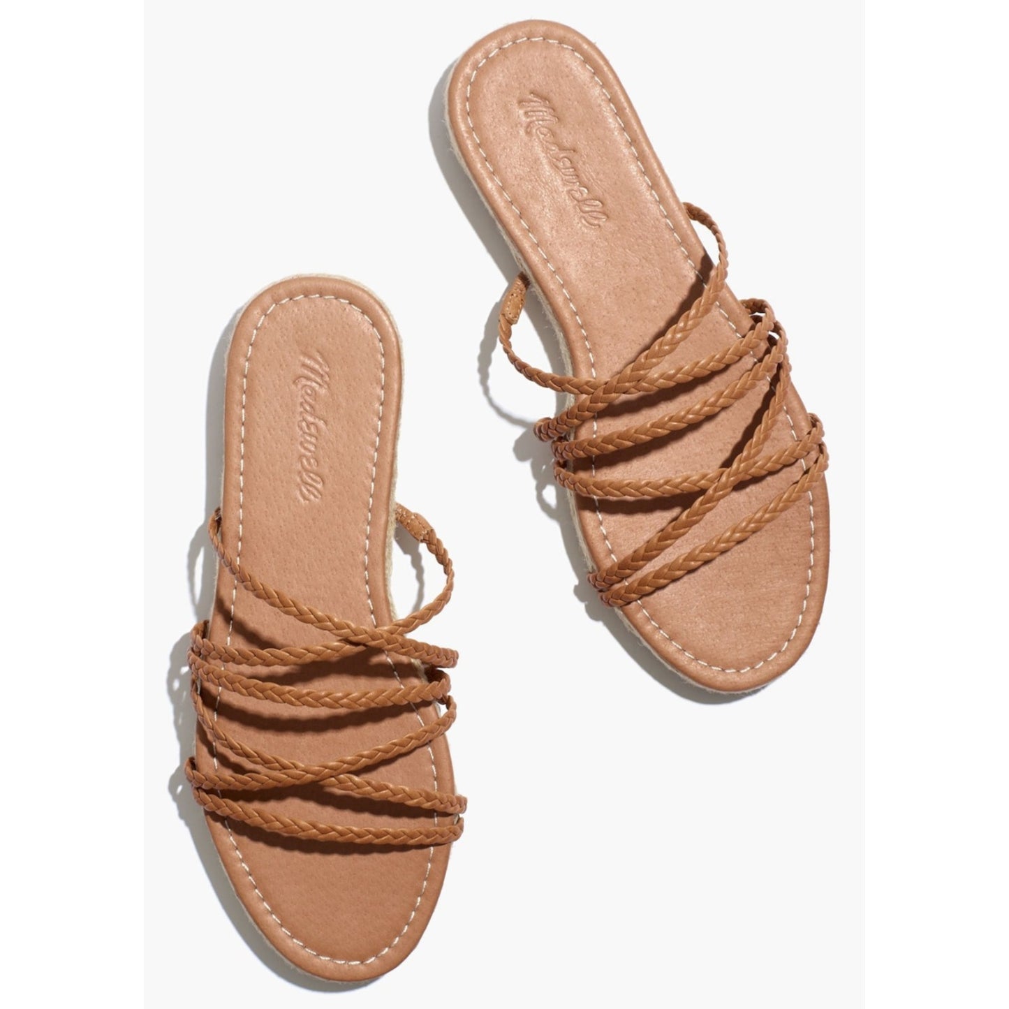 Madewell The Kathryn Espadrille Slide Sandal in Brown Leather Size 8 M Braided